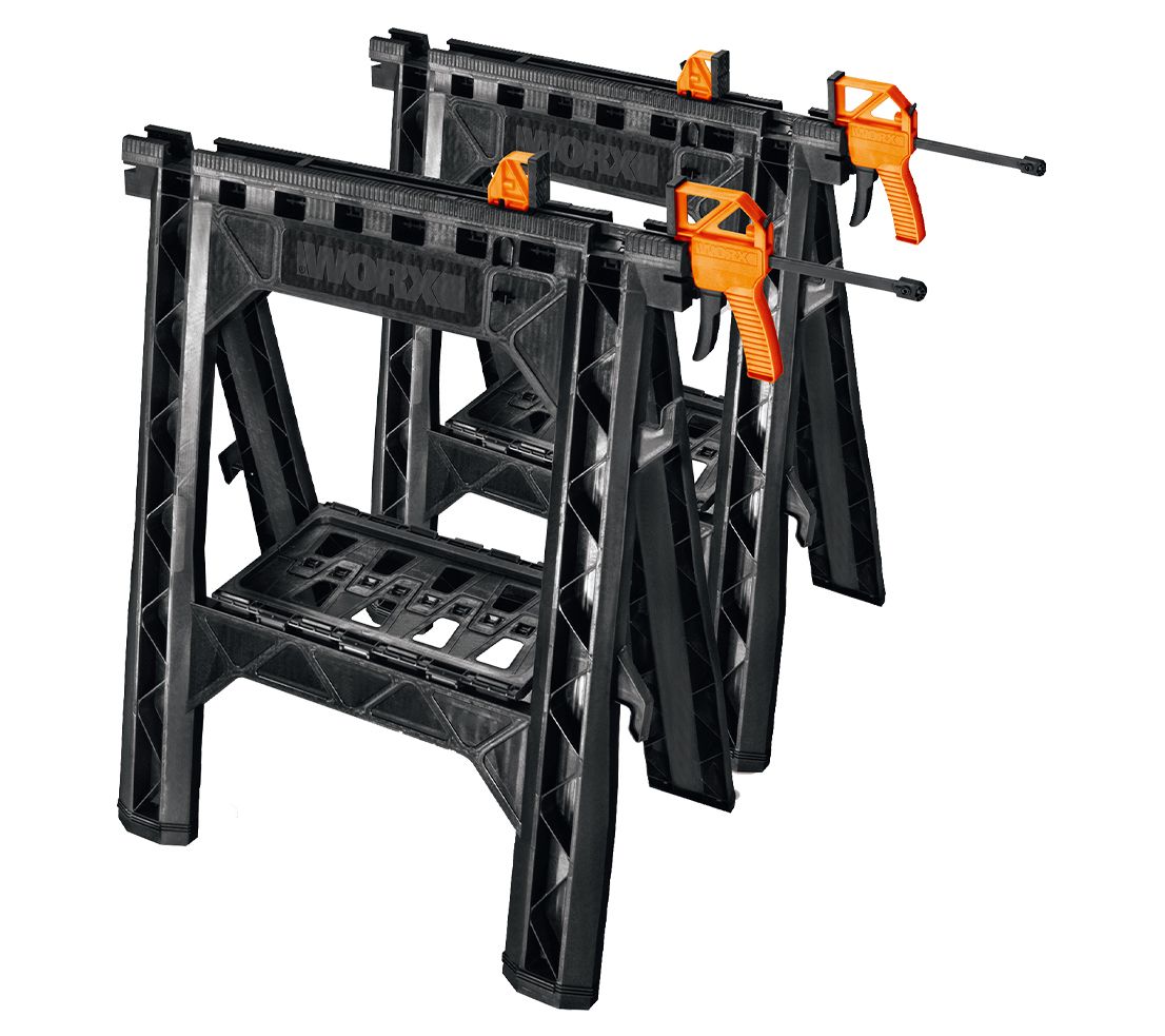 WORX WX065 Clamping Sawhorses with Bar Clamps QVC