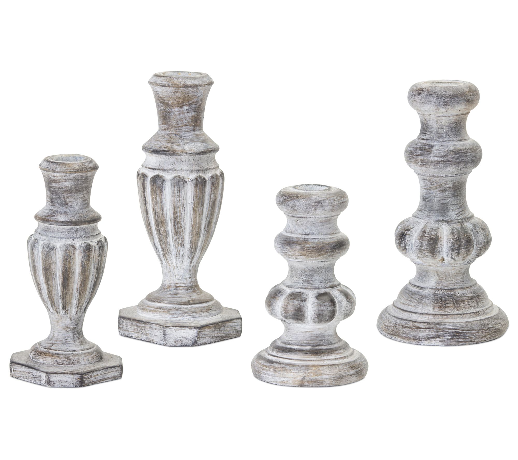 Melrose Weathered Stone Candle Holders - Set of Four