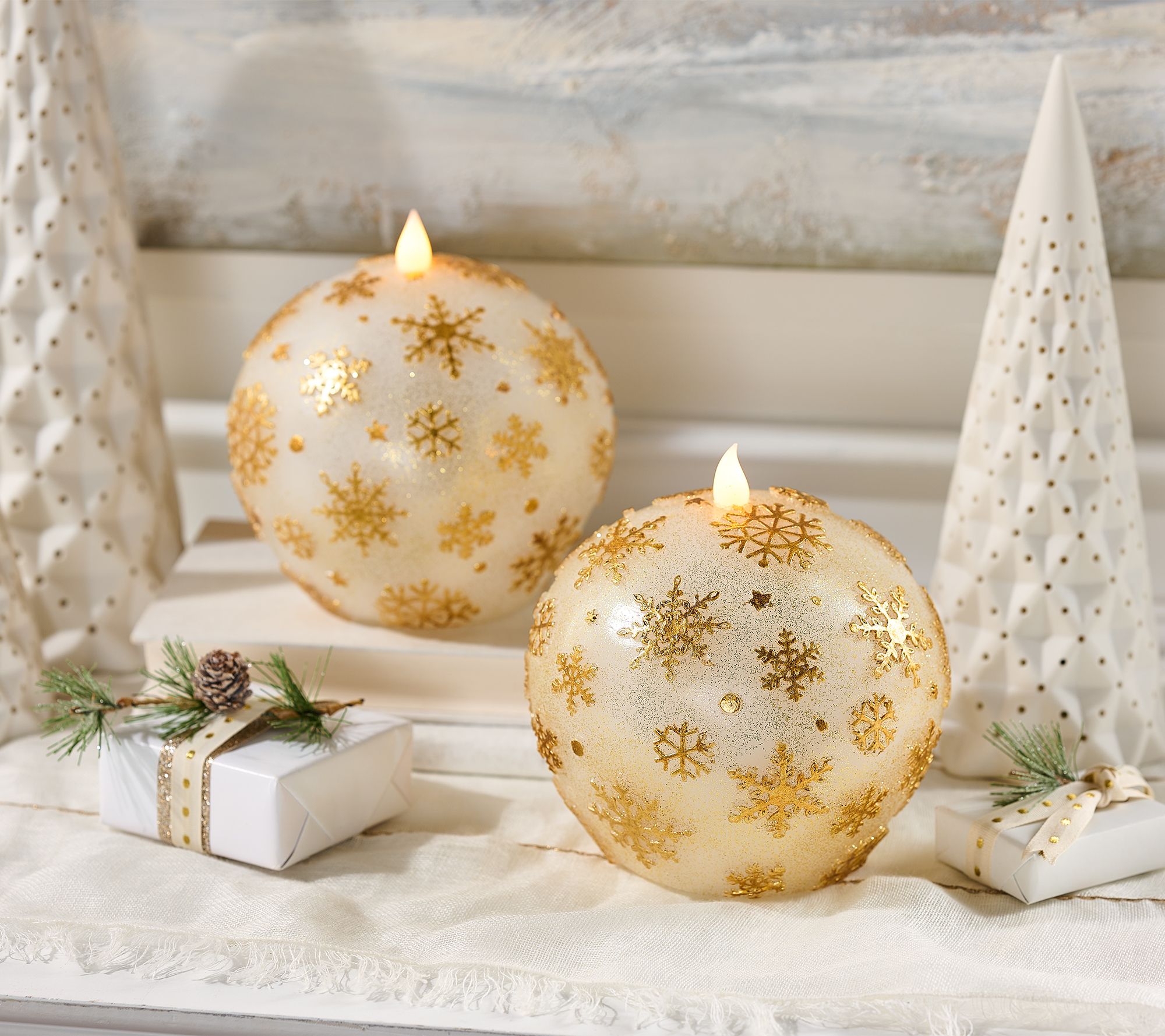 Home Reflections Flameless S/(2) 5" Snowflake Spheres