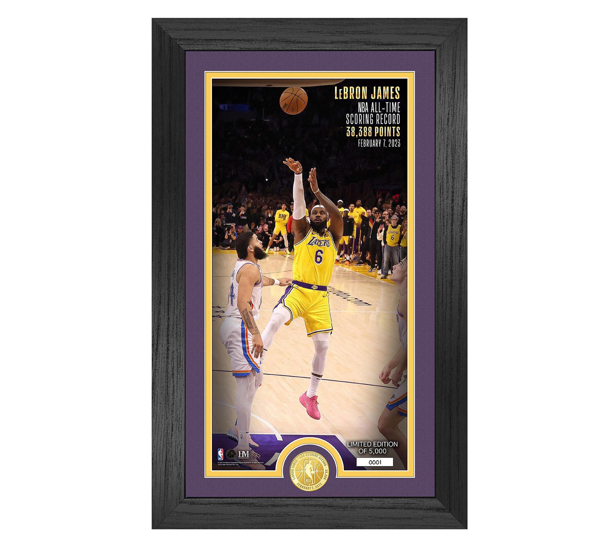 The Highland Mint Los Angeles Lakers LeBron James Impact Jersey Frame