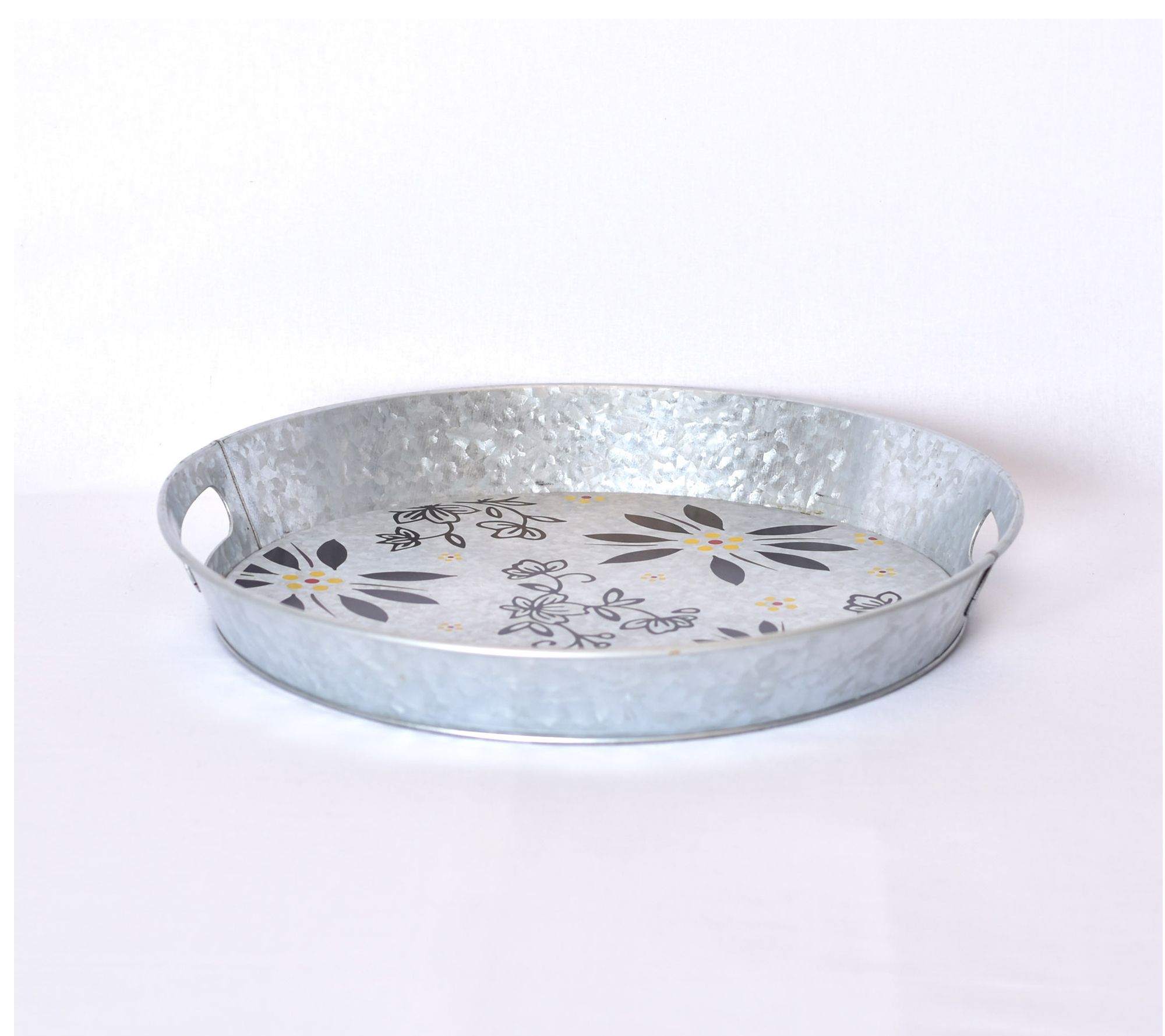 "As Is" Temp tations Classic Galvanized Metal Tray with Handles