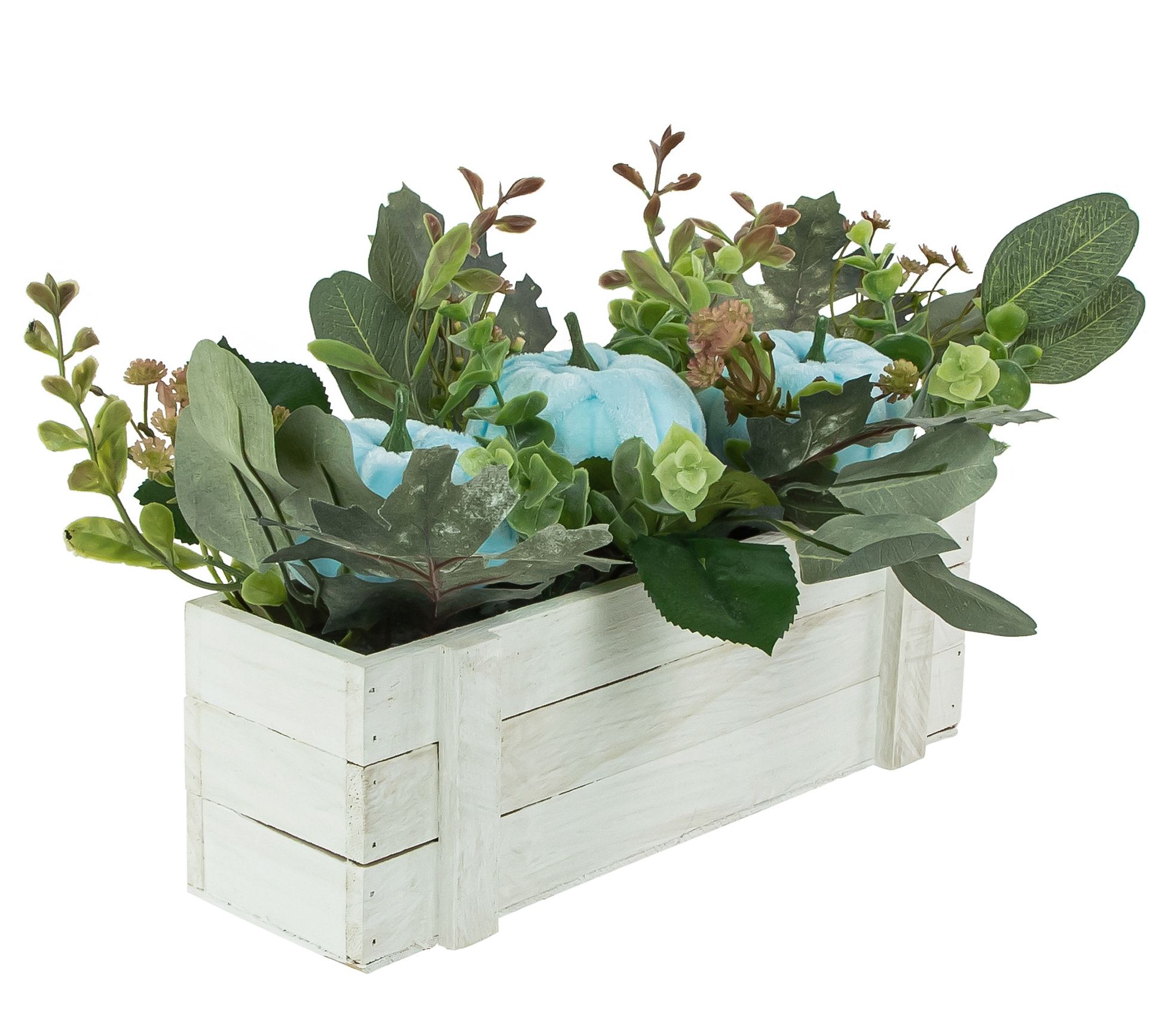 Northlight 18" Wooden Box of Foliage &  Pumpkin s Decor