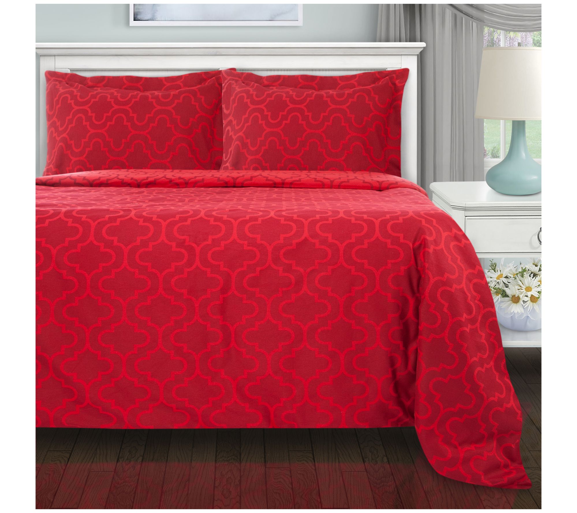 Superior Cotton Trellis Pattern Duvet Cover Set, King/Cal King