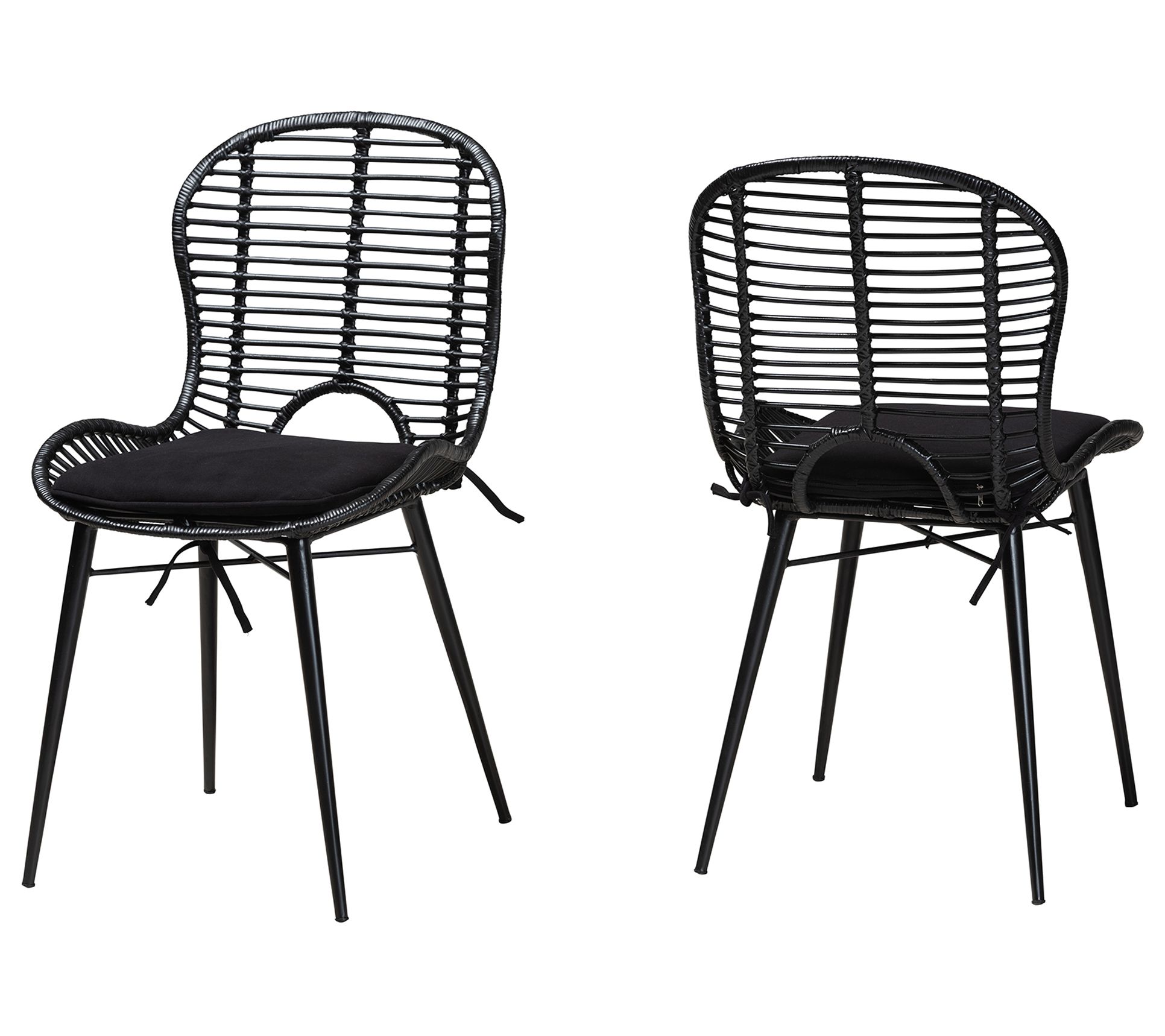 bali & pari Brenna Rattan and Metal Dining Chair Set of 2