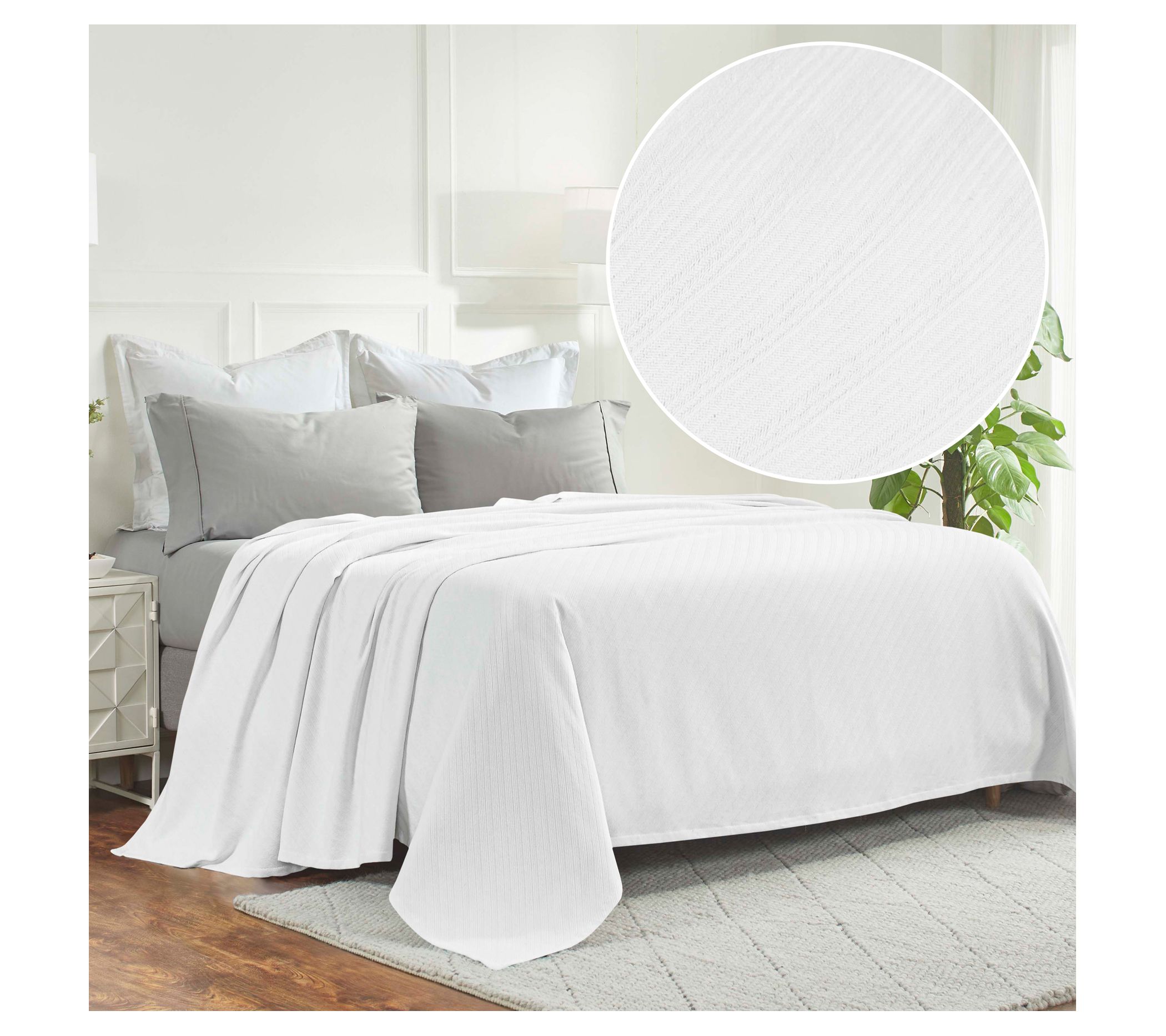 Superior Milan Cotton Textured Striped Woven Bl nket, King