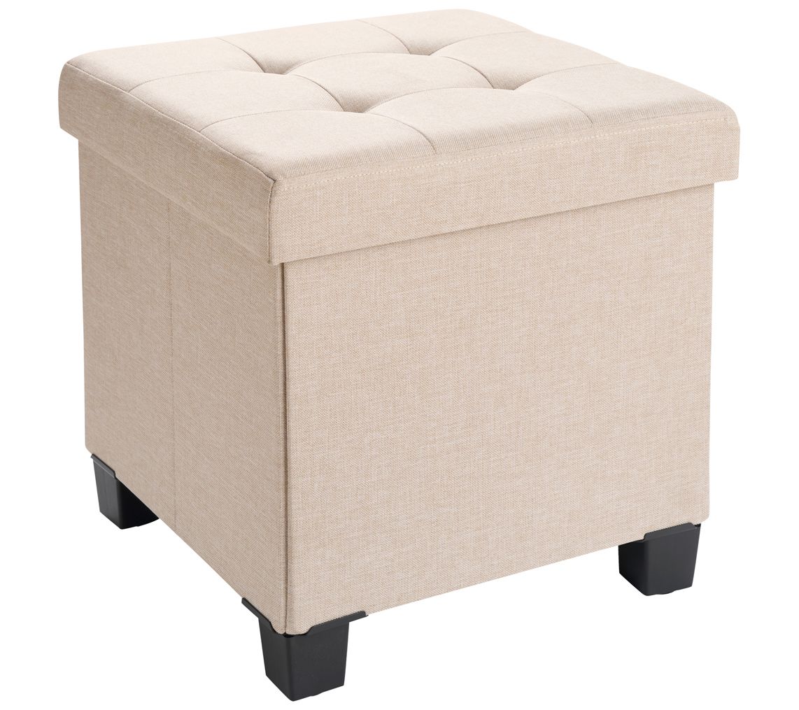 Ornavo Home Collapsible Square Cube Storage Ottoman with Legs