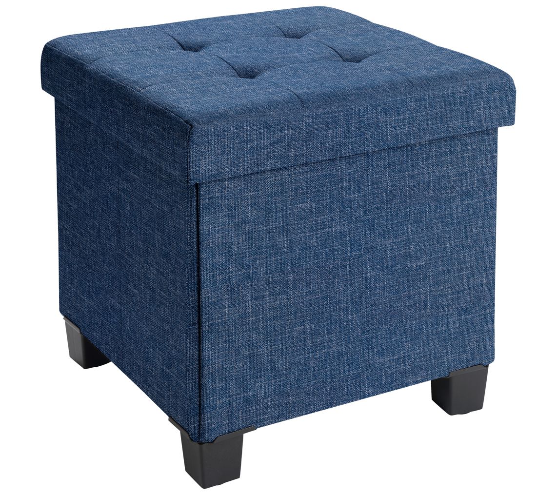 Ornavo Home Collapsible Square Cube Storage Ottoman with Legs