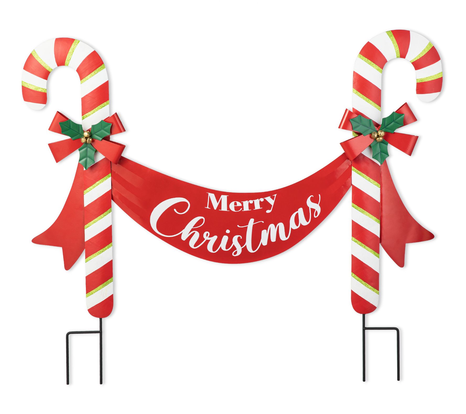 Glitzhome 36"L MERRY CHRISTMAS Candy Cane Garden Stake