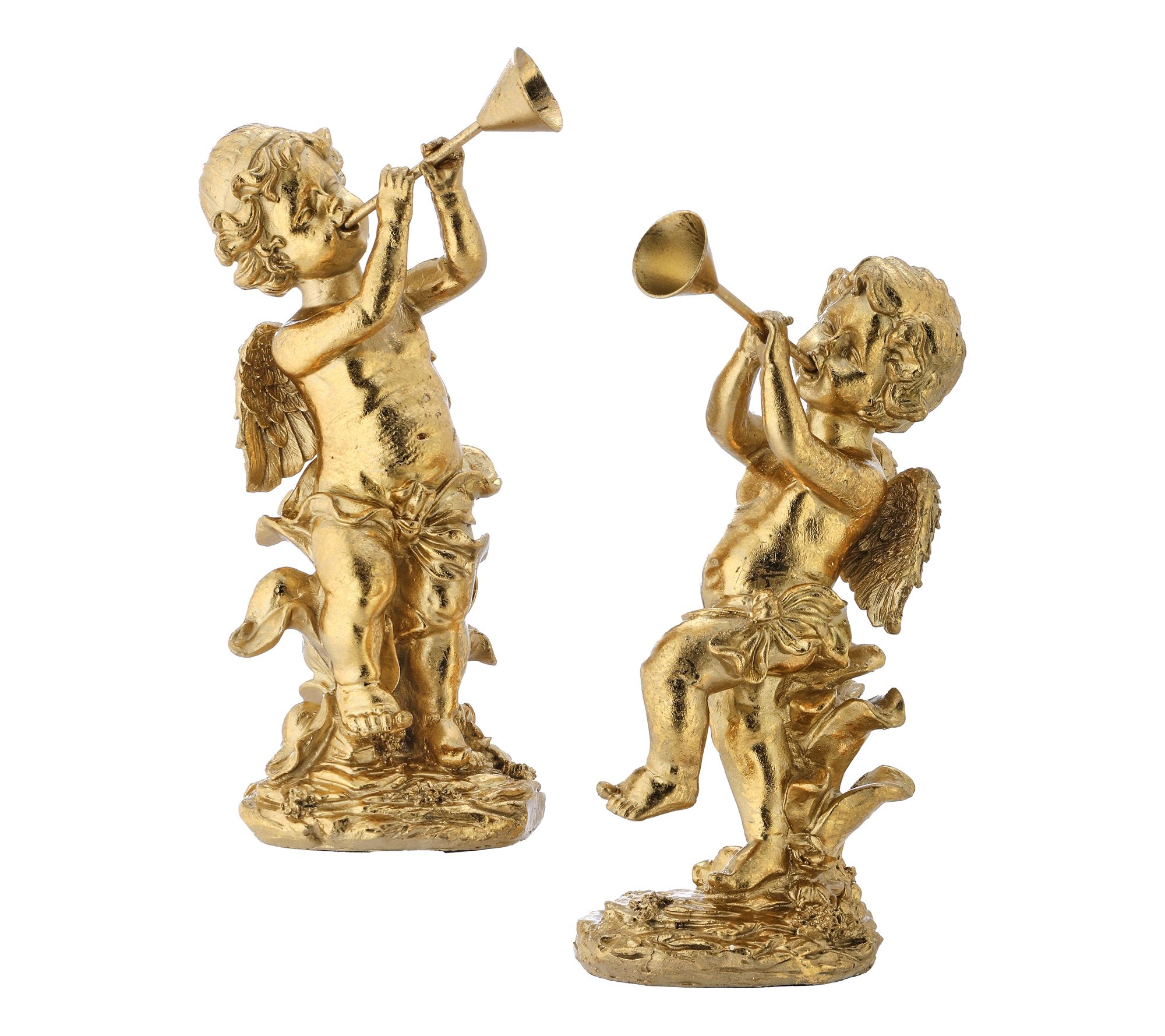 8" Cherub With Horn Set of 2 By Valerie