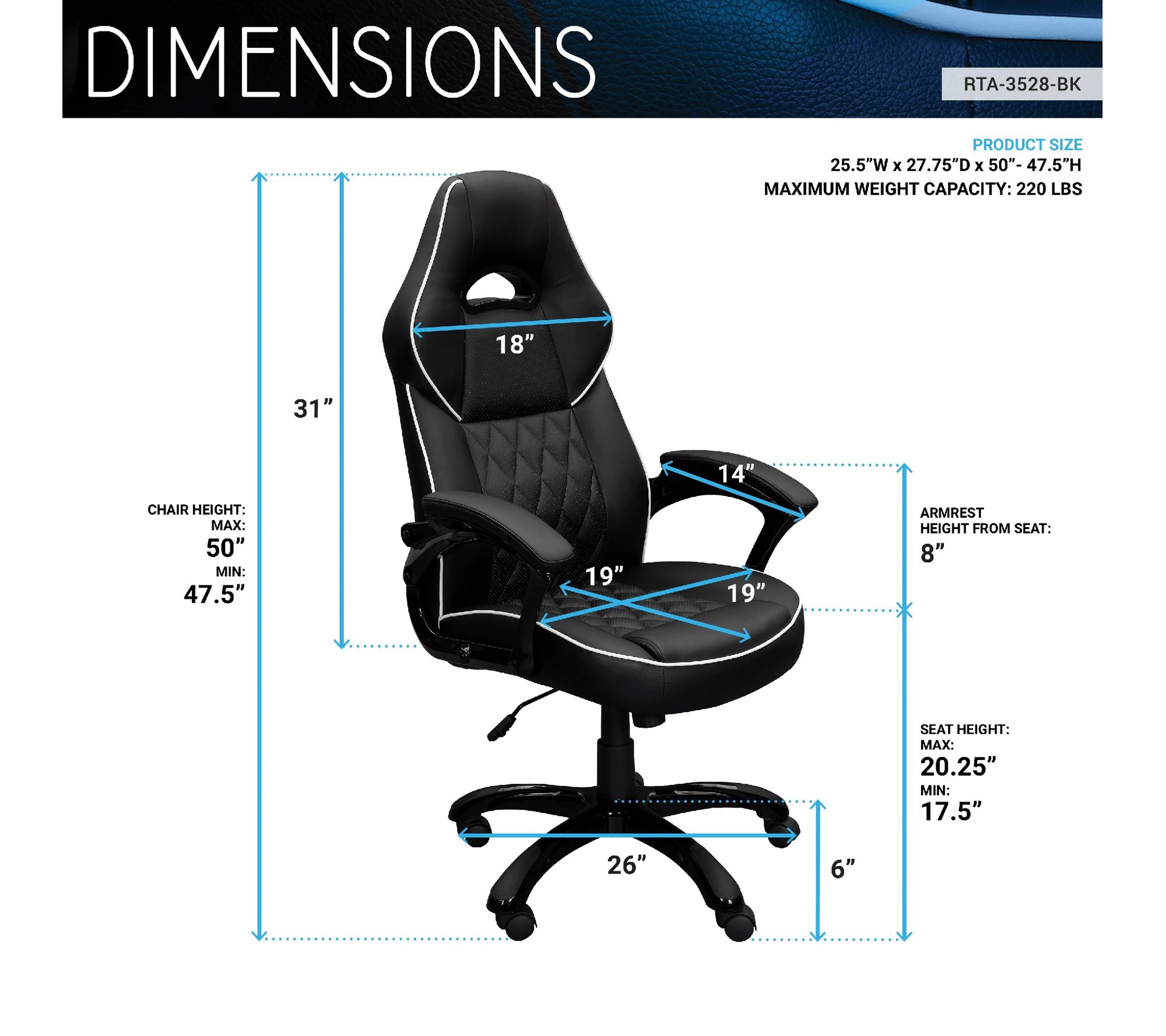 Techni Mobili High Back Executive Sport Race Office Chair