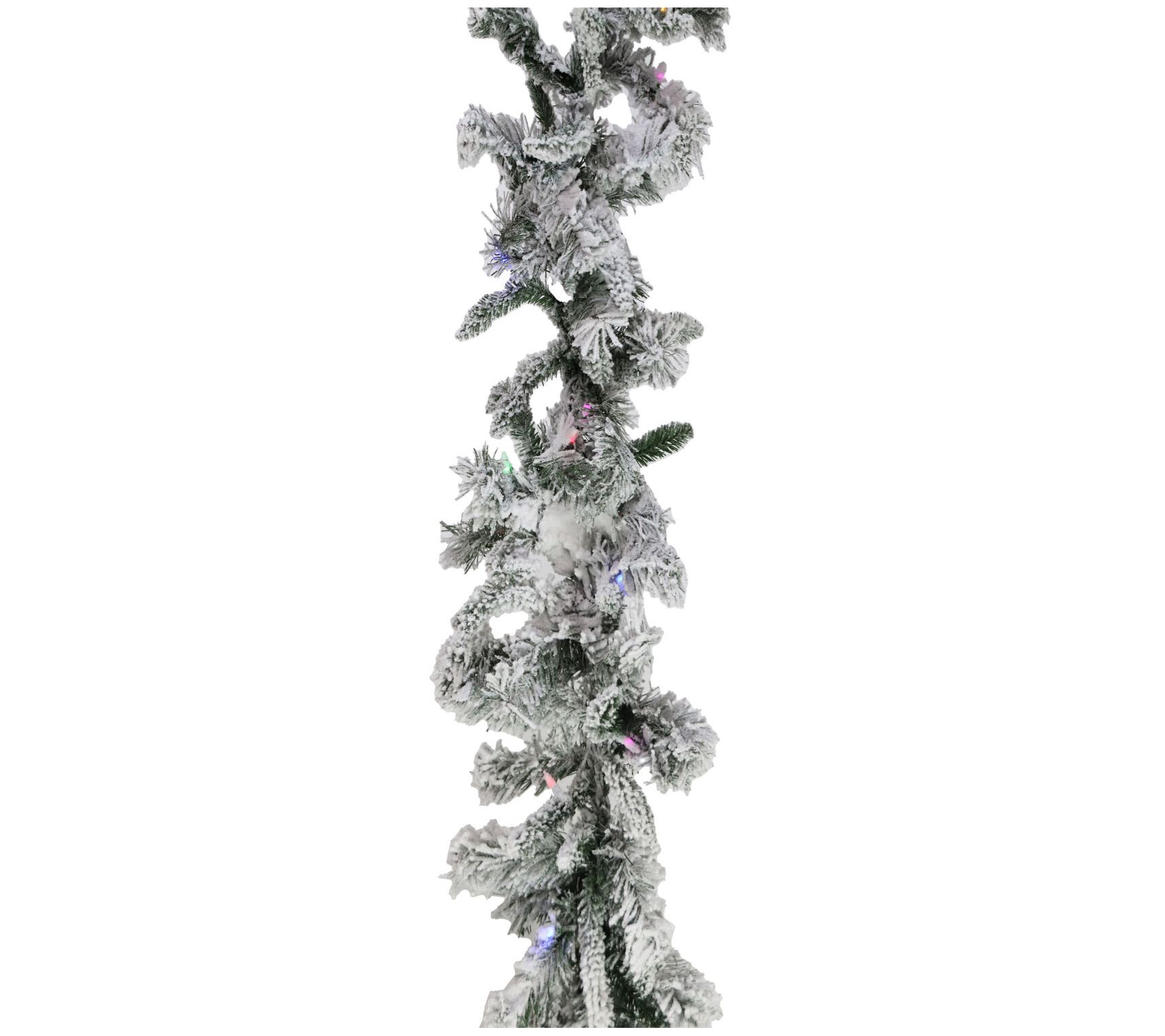 Fraser Hill Farm 9-Ft. Mountain Pine Flocked Garland w/ Lights