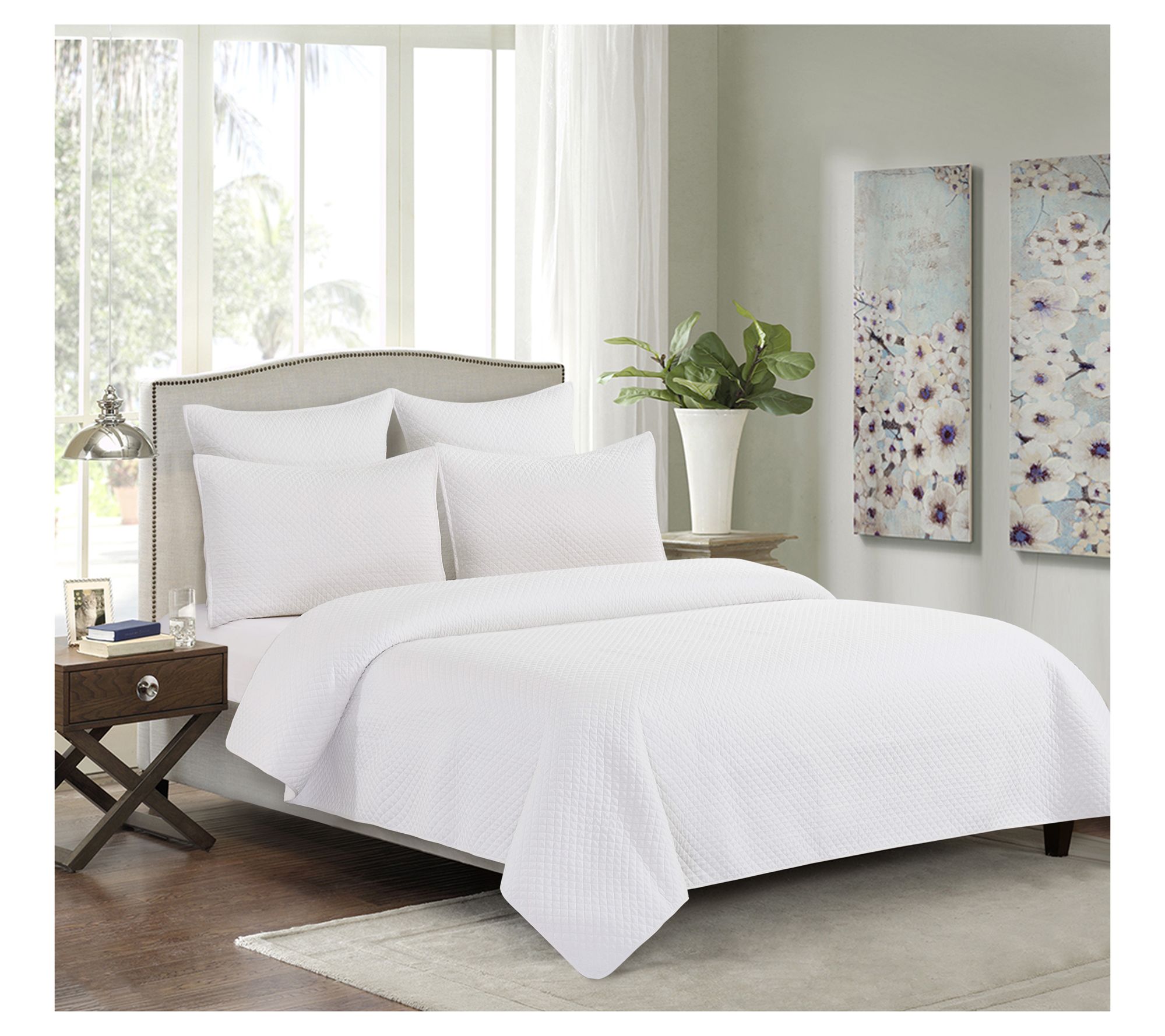 Kya White King 3 Piece Quilt Set by Valerie
