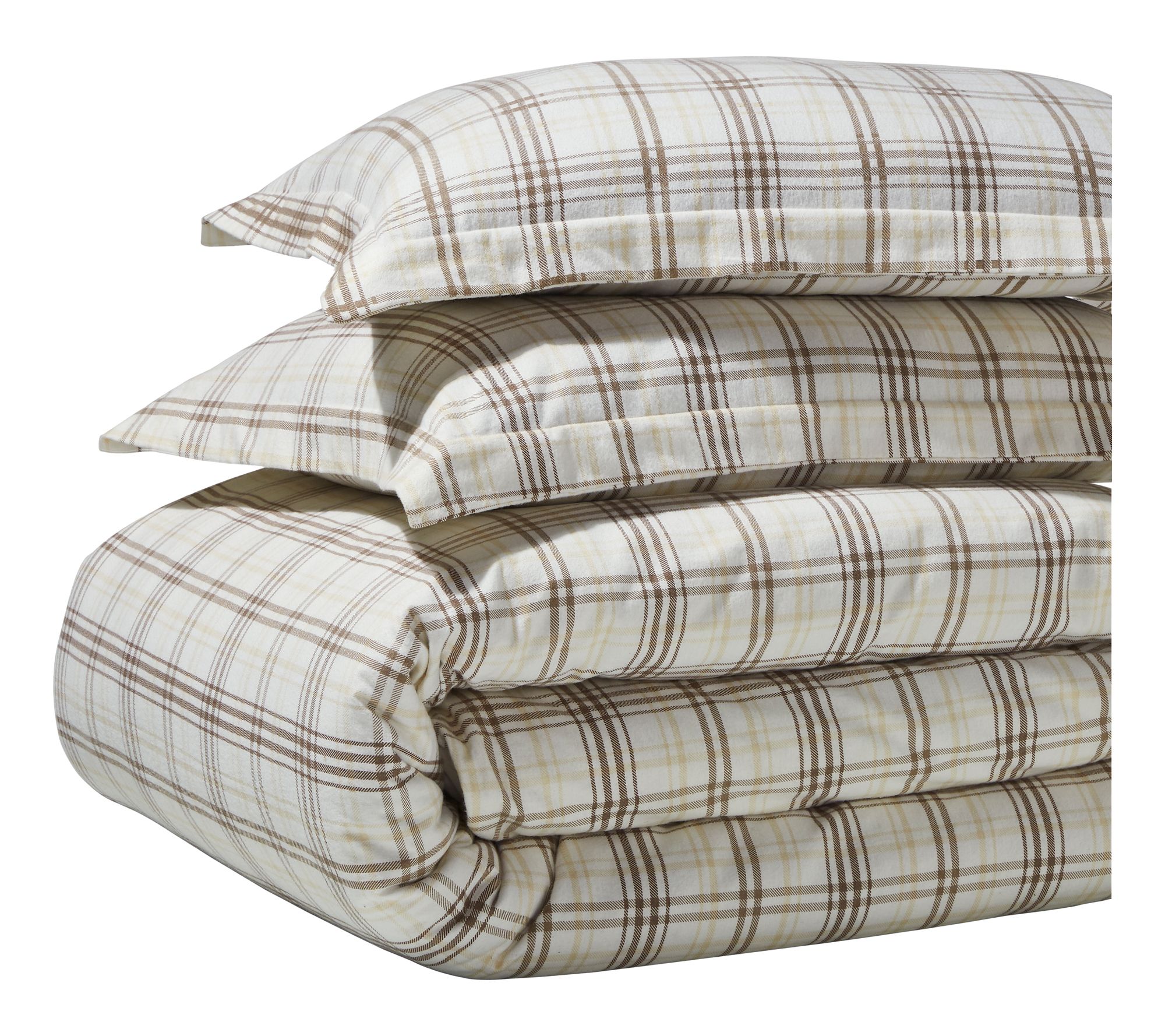 Superior Plaid Flannel Cotton Duvet Cover Set-King/Cal.King