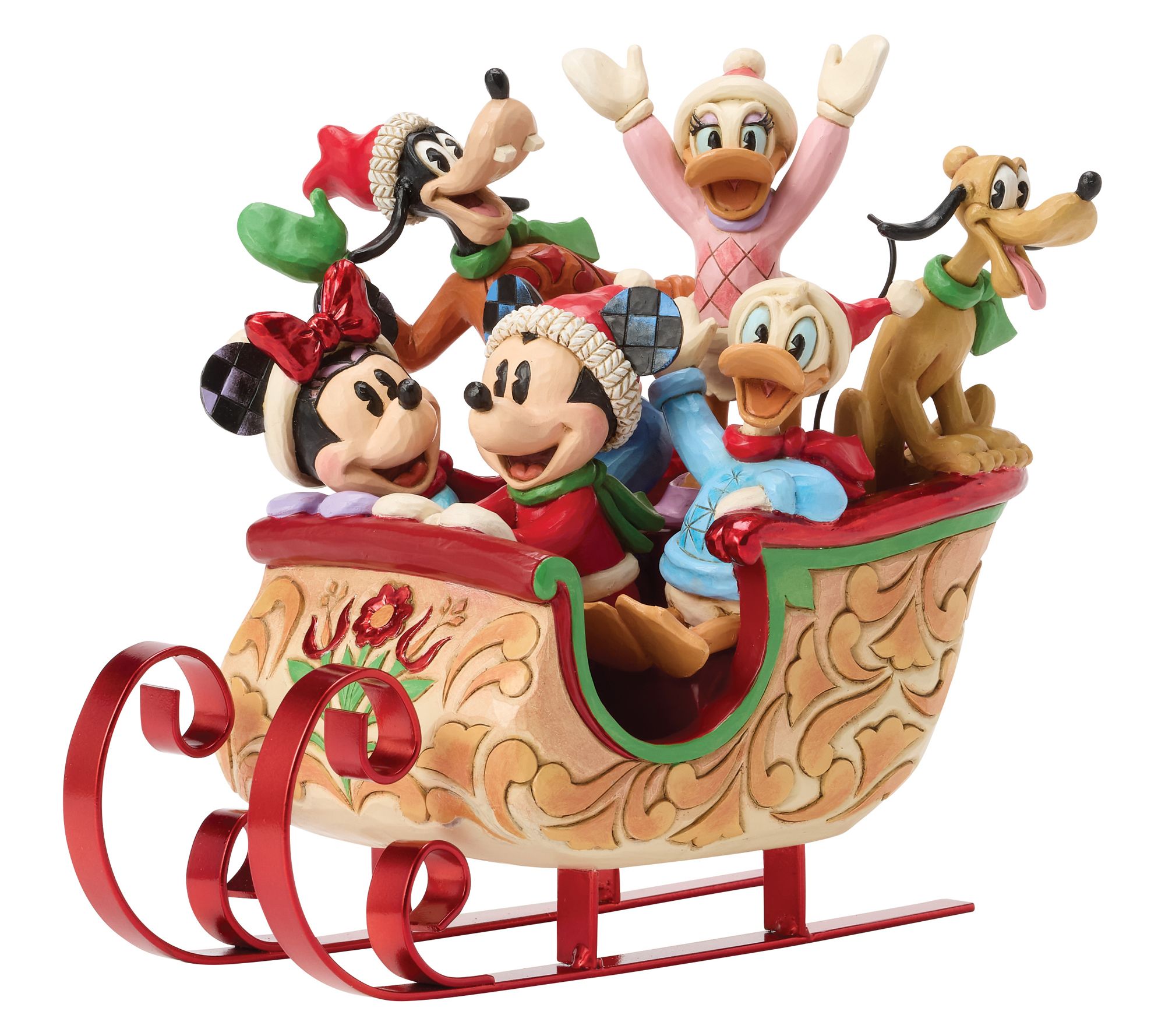 Jim Shore Disney Traditions Mickey & Friends Sleigh 8in H