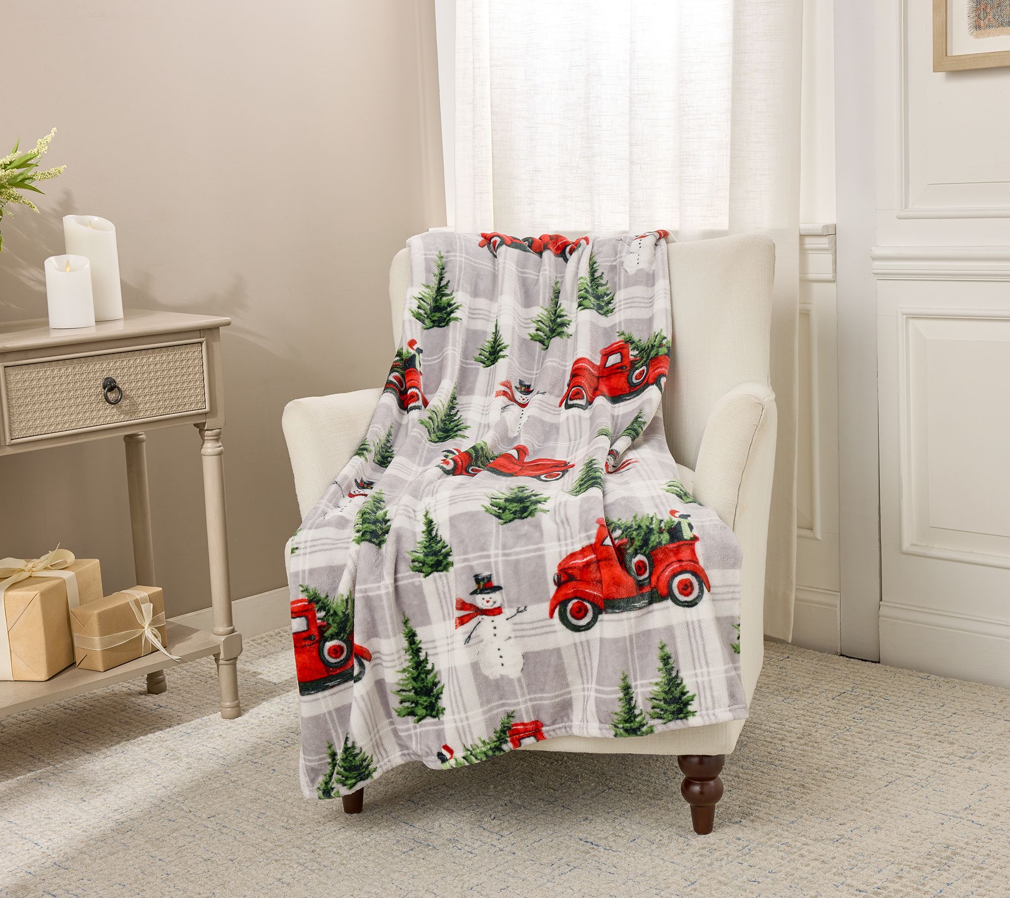 Kringle Express Oversized 60x80 Plush Holiday Throw