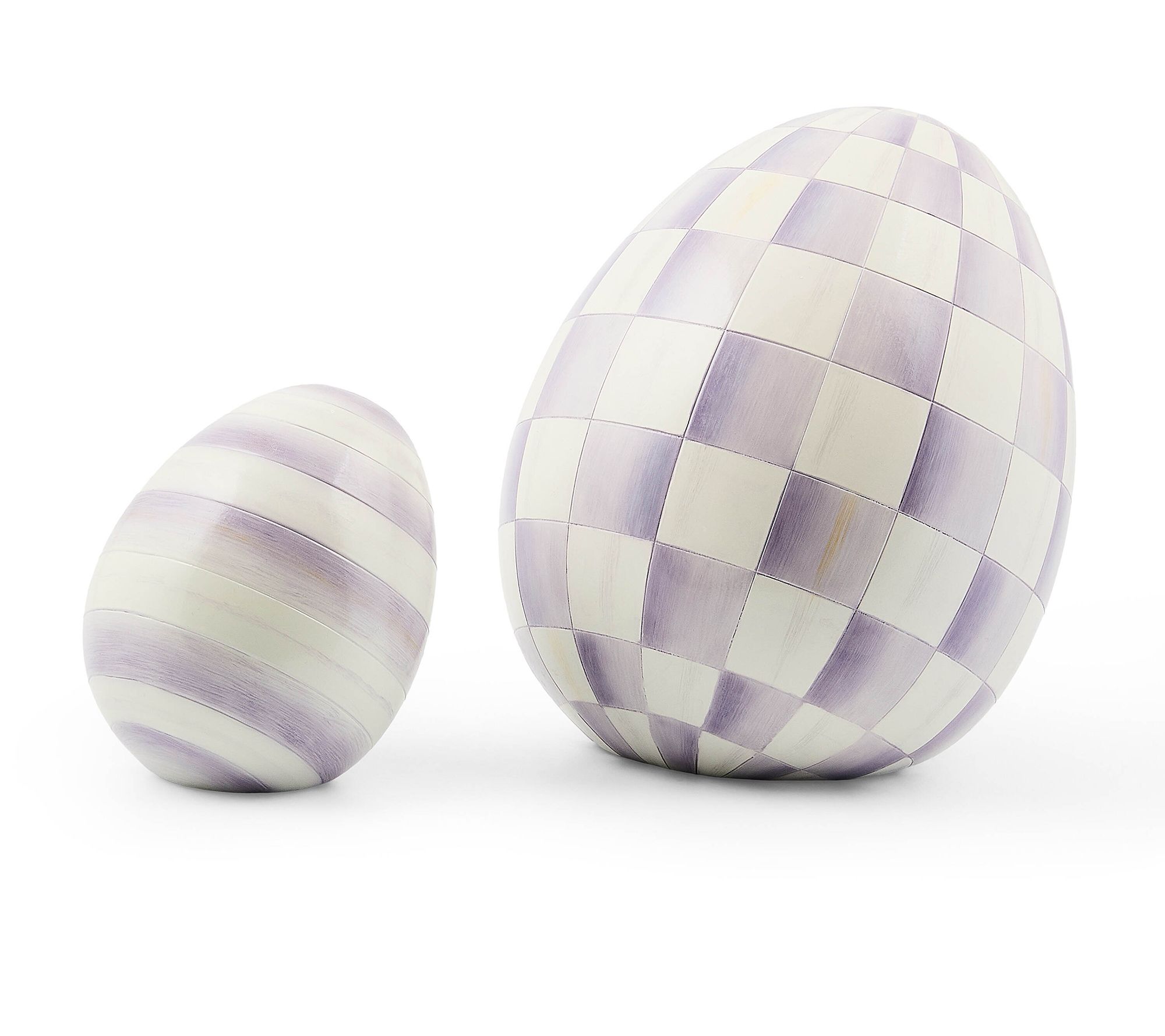 MacKenzie- Childs Set of 2 Eggs - Mini Stripe & Small Check