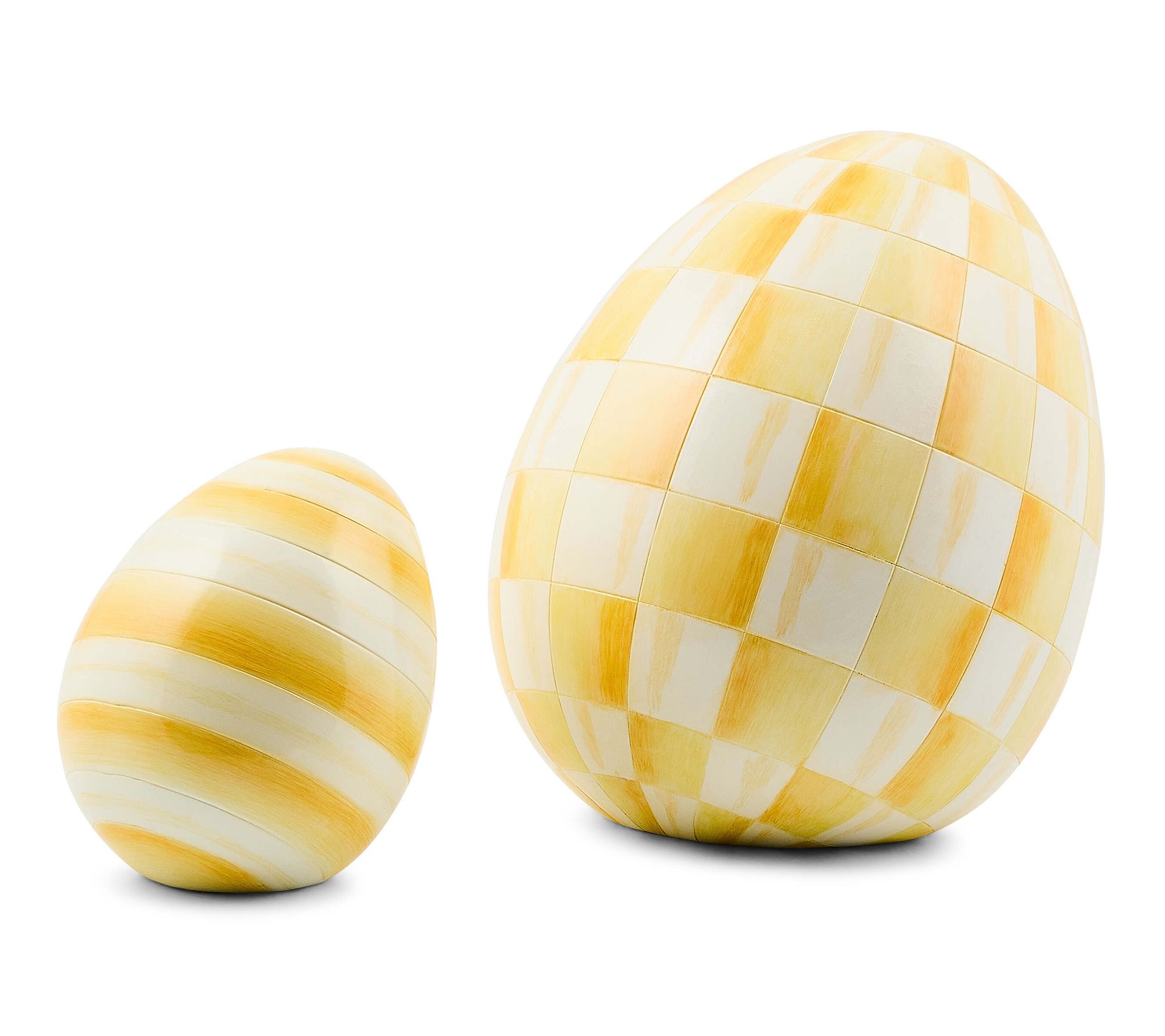 MacKenzie- Childs Set of 2 Eggs - Mini Stripe & Small Check