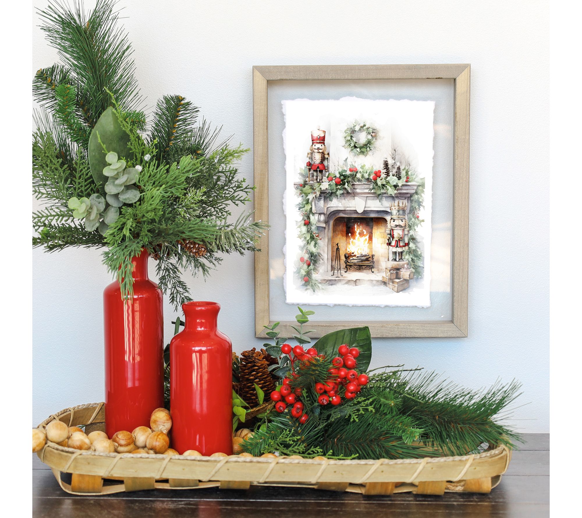 Sincere Surroundings 14" Winter Fireplace Floating Frame Art