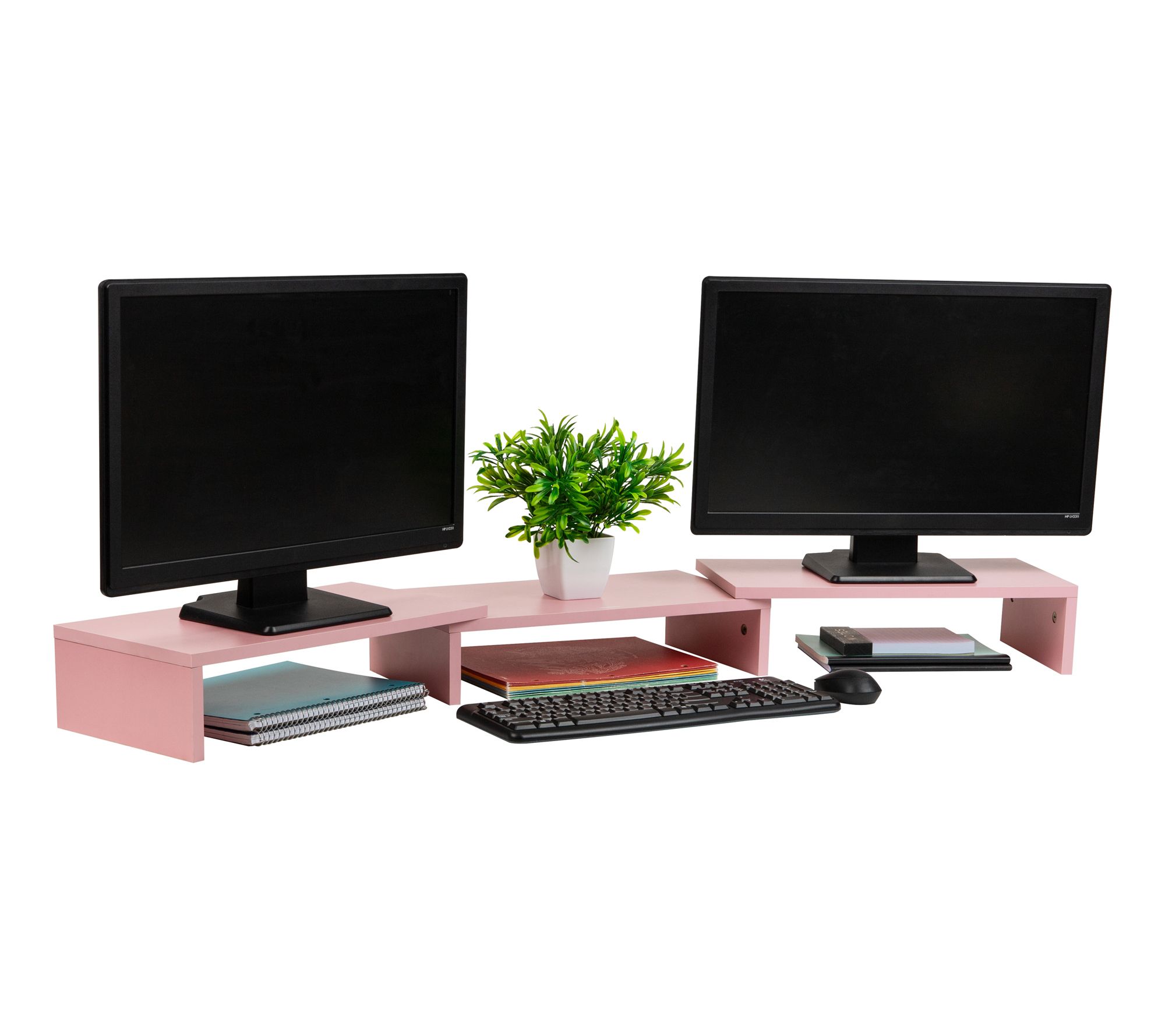 Mind Reader Dual Monitor Stand, Laptop Riser Desktop Organizer