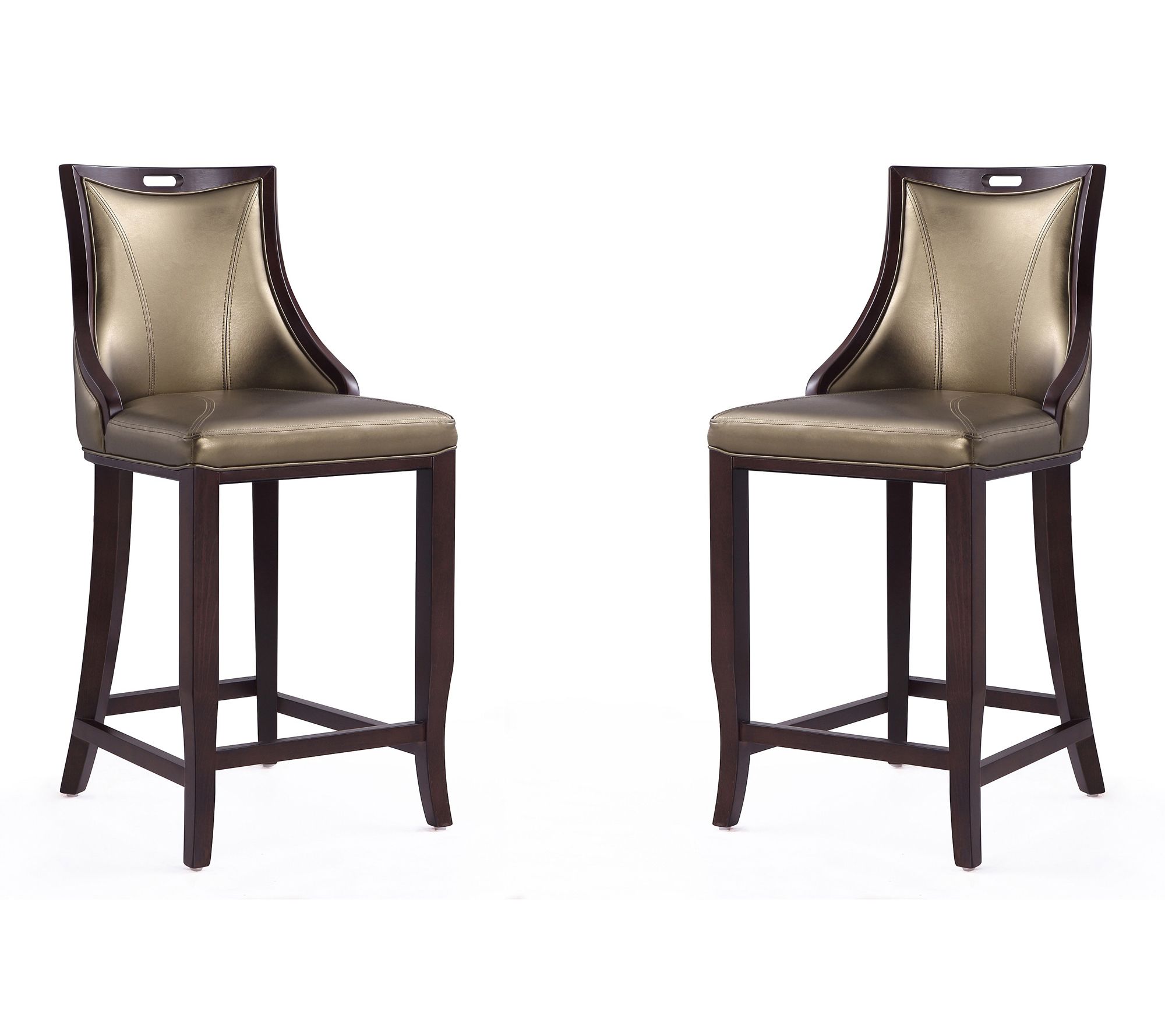 Manhattan Comfort Emperor Wood Upholstered Barstool - Set of 2