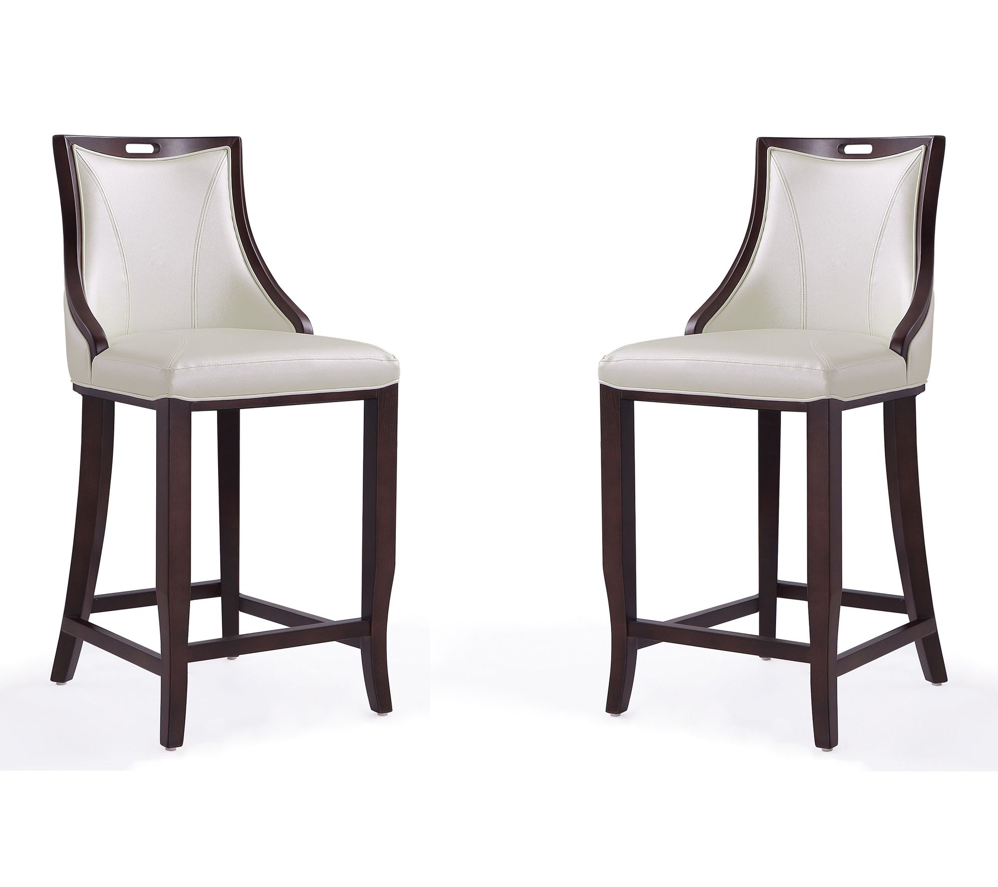 Manhattan Comfort Emperor Wood Upholstered Barstool - Set of 2