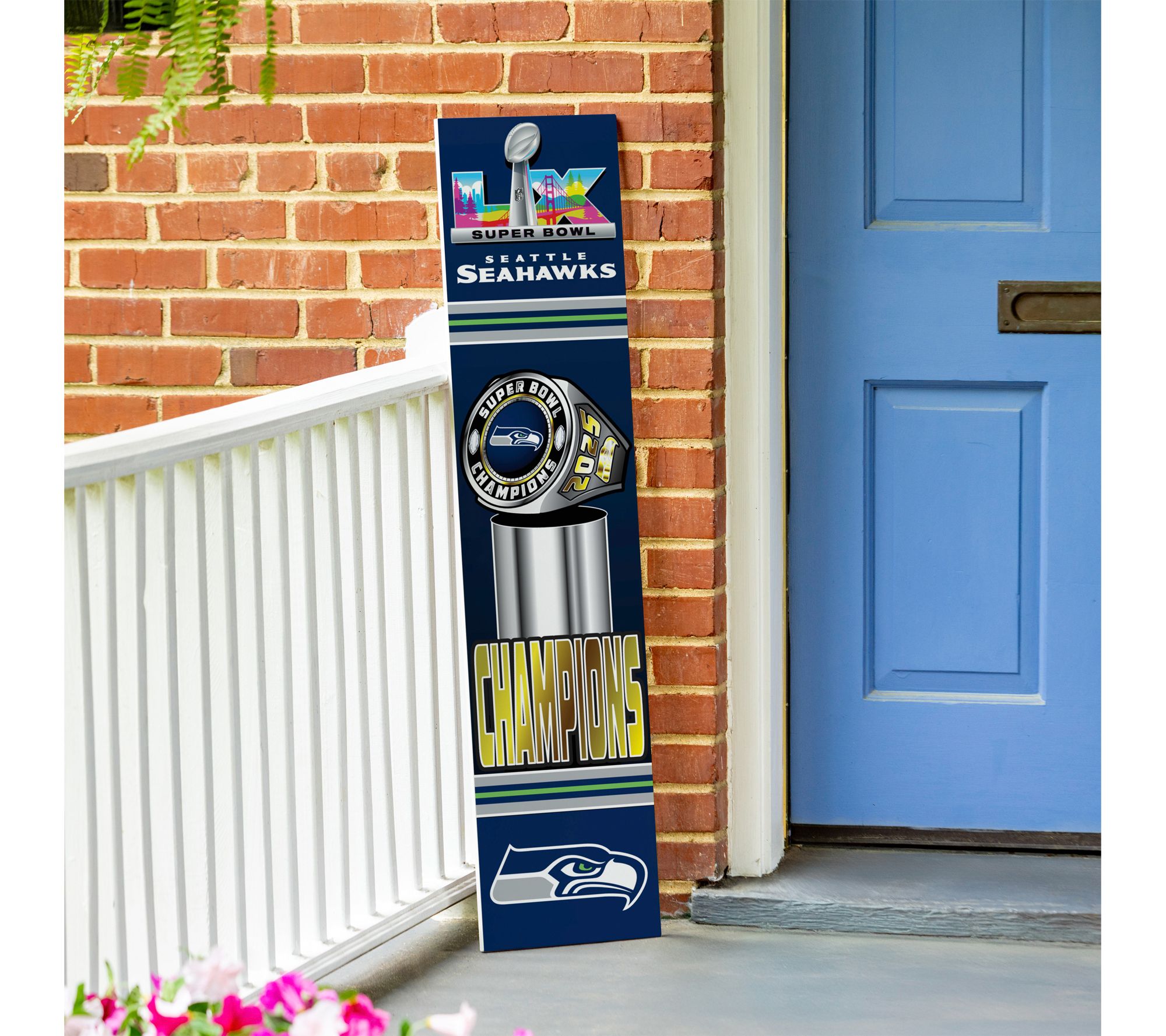 Evergreen Seattle Seahawks Superbowl 60 Porch Leaner