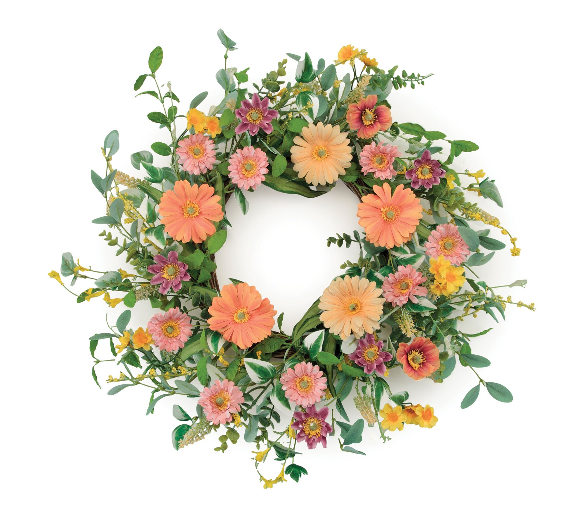 Melrose International Mixed Gerbera Daisy Wreath 24"D