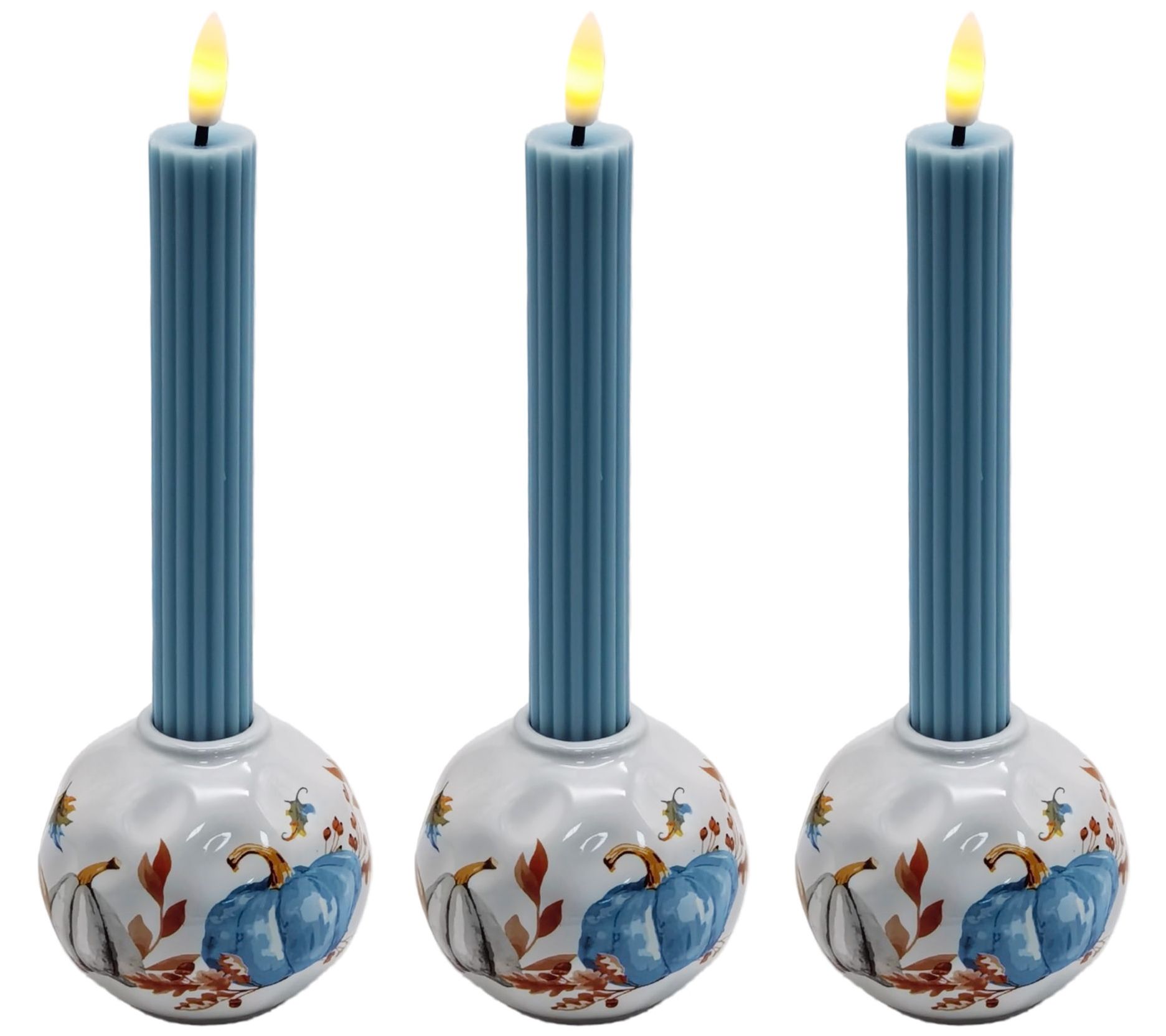 Temp-tations Set of 3 Taper Holders with Flameless Candles