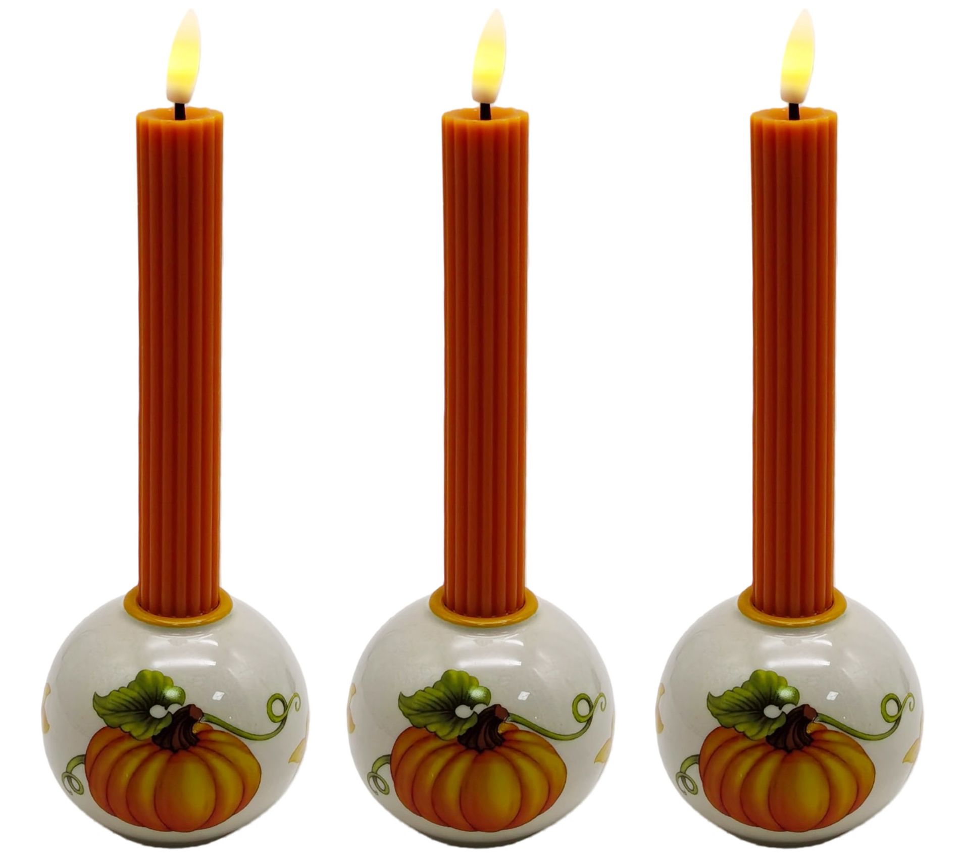 Temp-tations Set of 3 Taper Holders with Flameless Candles