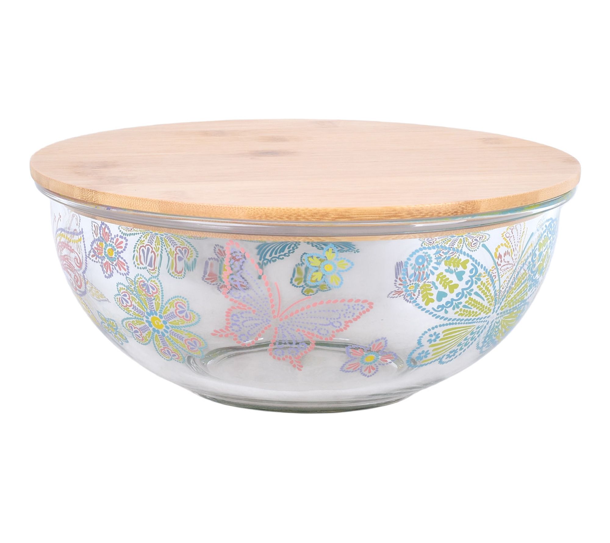 "As Is" Temp-tations Seasonal 3-qt Glass Bowl with Bamboo Lid