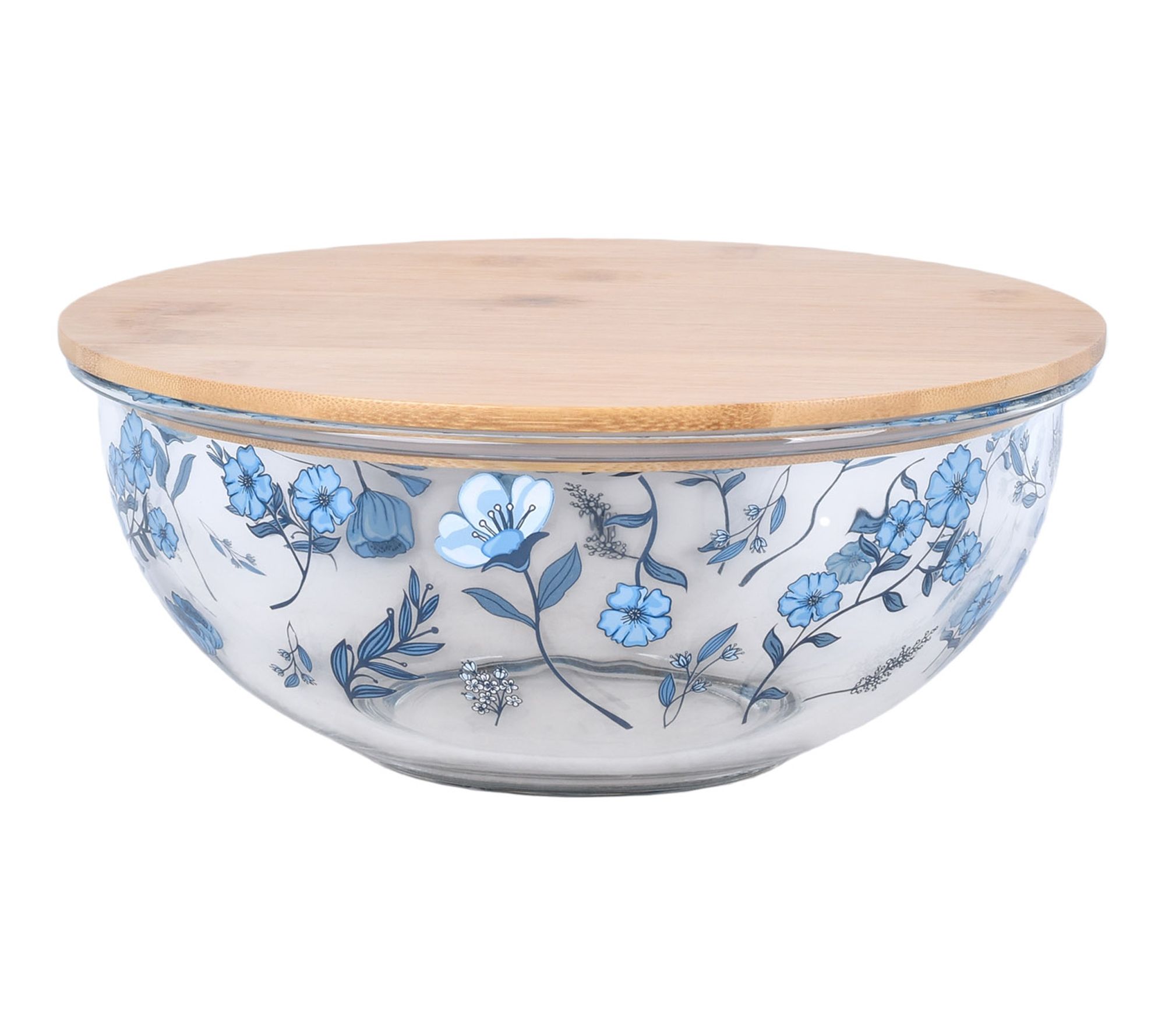 "As Is" Temp-tations Seasonal 3-qt Glass Bowl with Bamboo Lid