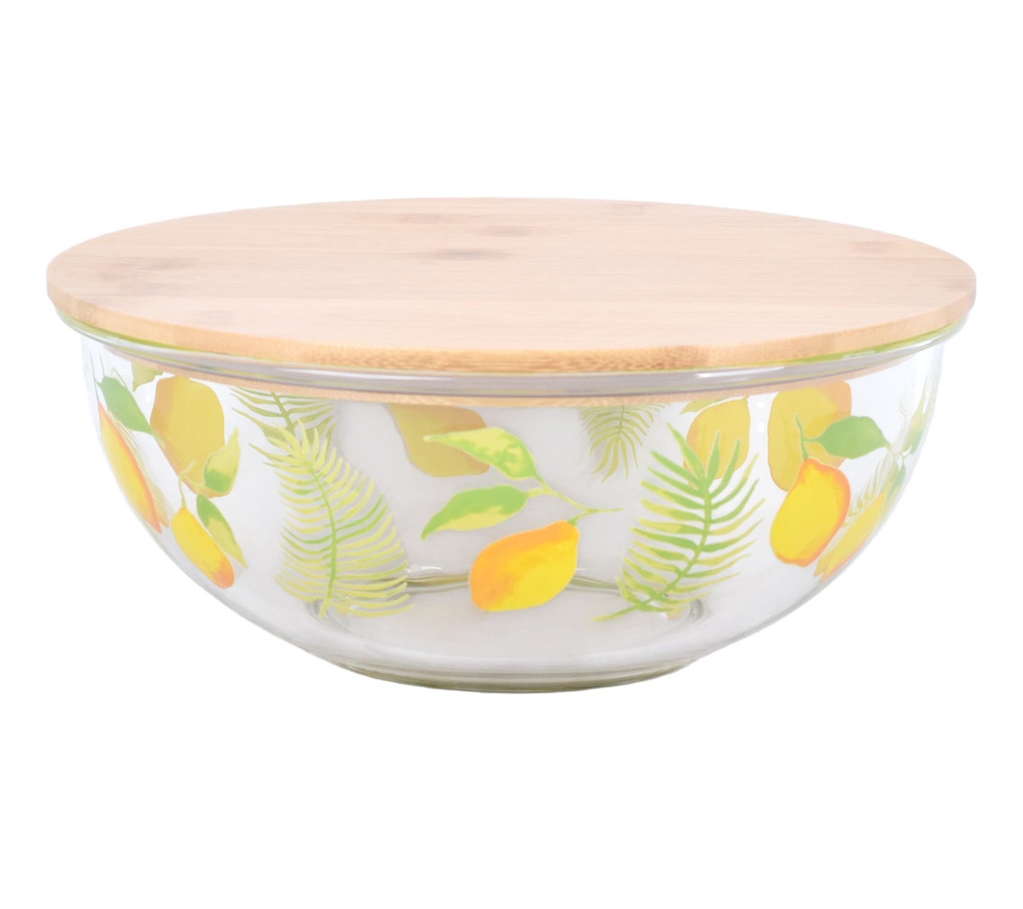 "As Is" Temp-tations Seasonal 3-qt Glass Bowl with Bamboo Lid