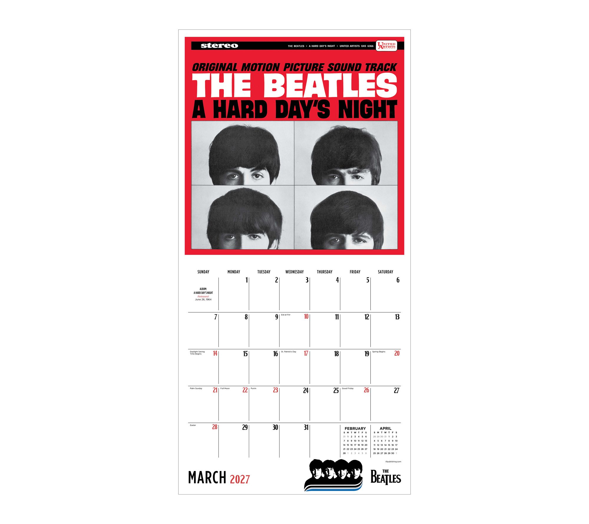 TF Publishing 2027 The Beatles Albums & Artwork Wall Calendar