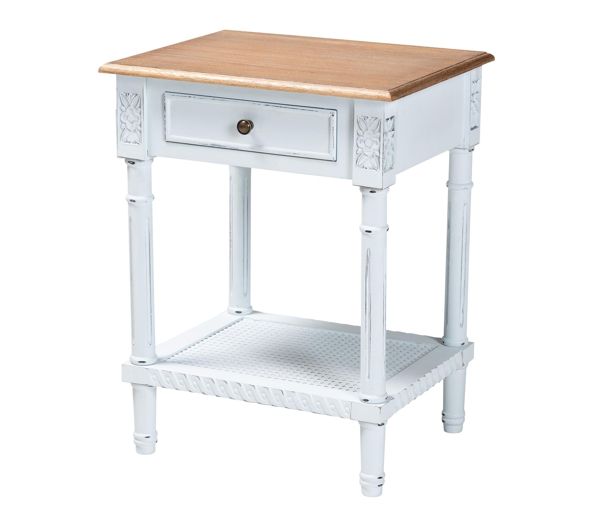 Baxton Studio Legrand White and Natural Brown End Table