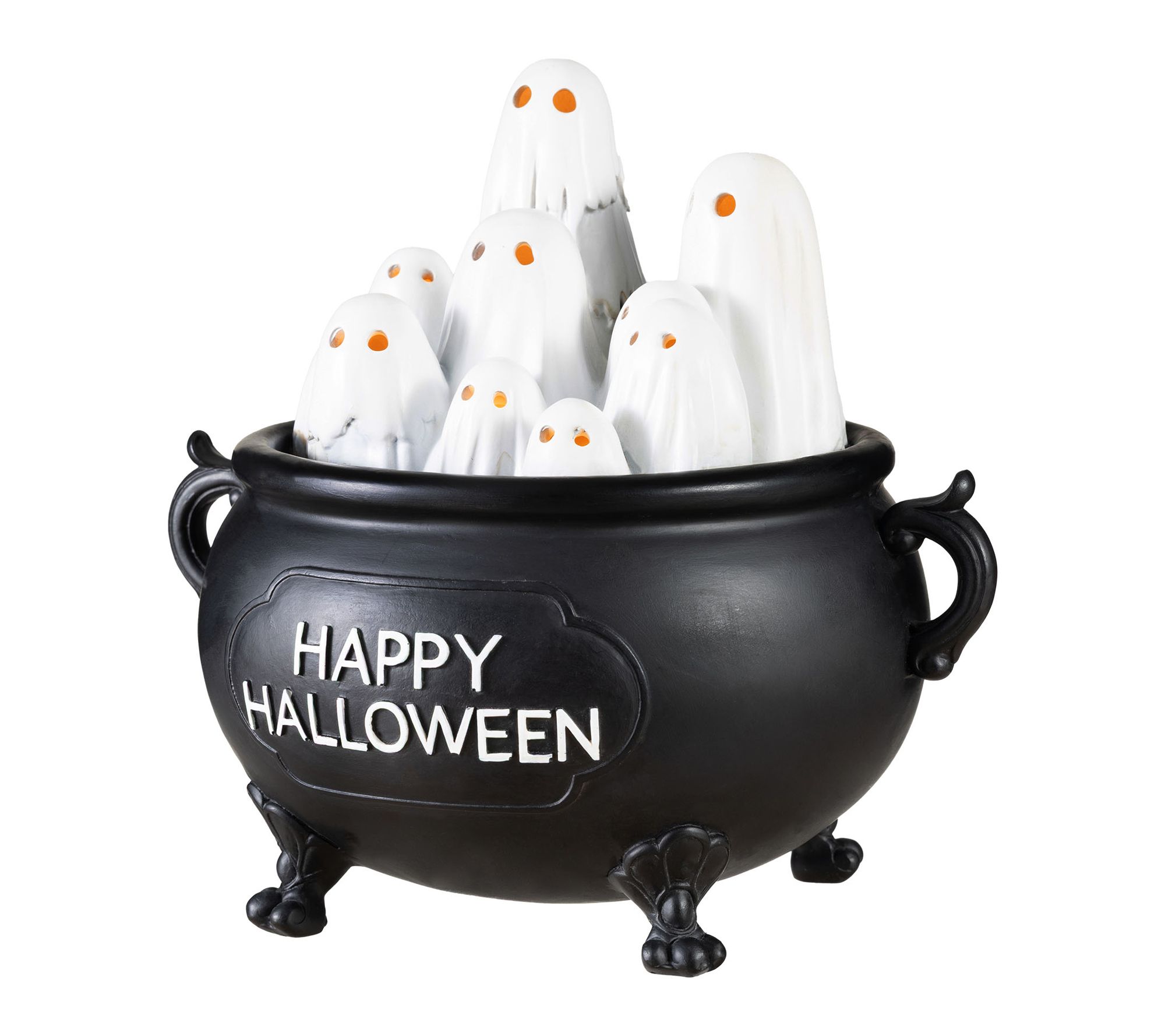Glitzhome 9"L Halloween Lighted Ghosts in Cauldron Table DÃ©cor