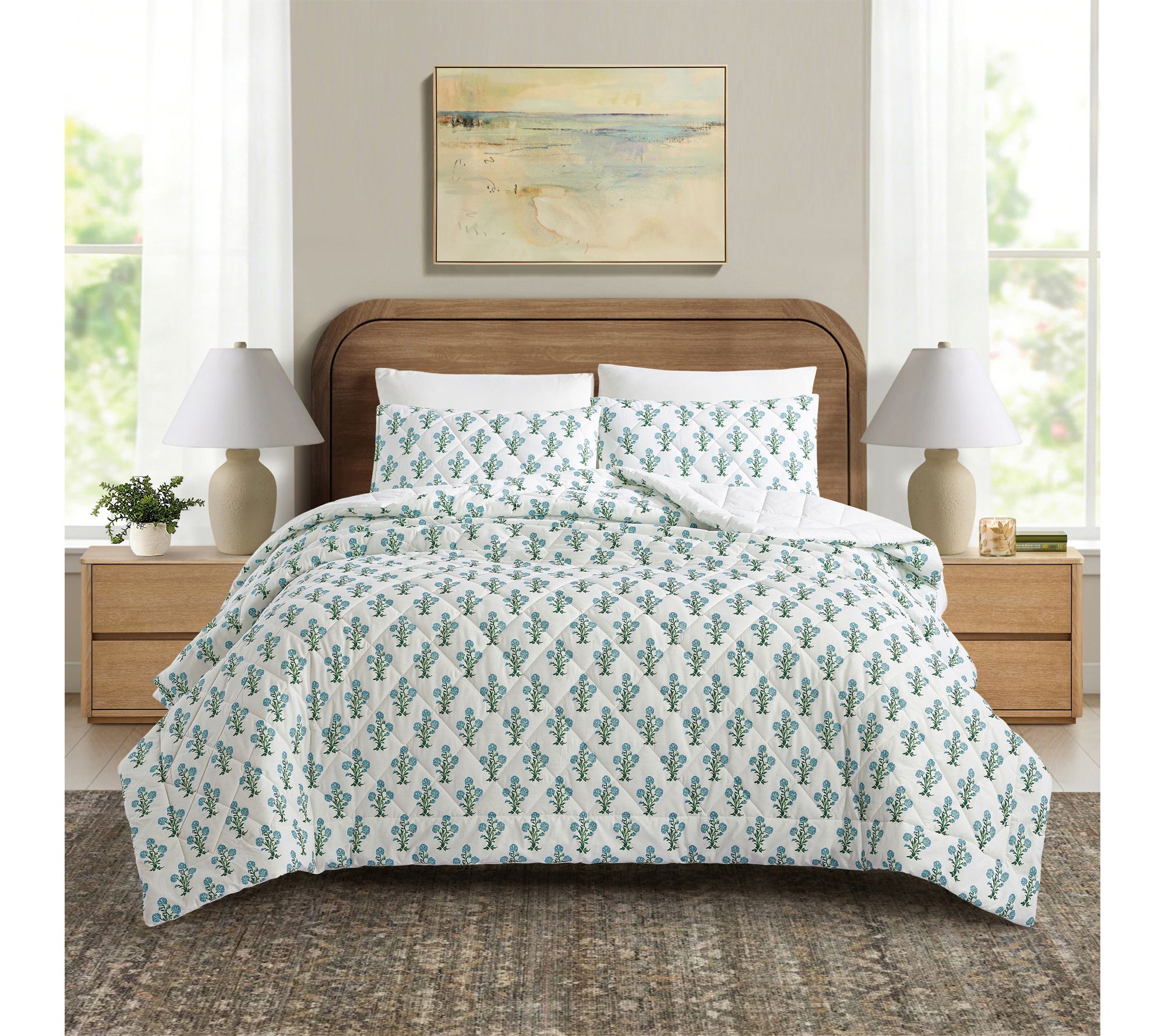 Laurel & Mayfair Paradise Stamp 3-Pc King Quilt Set