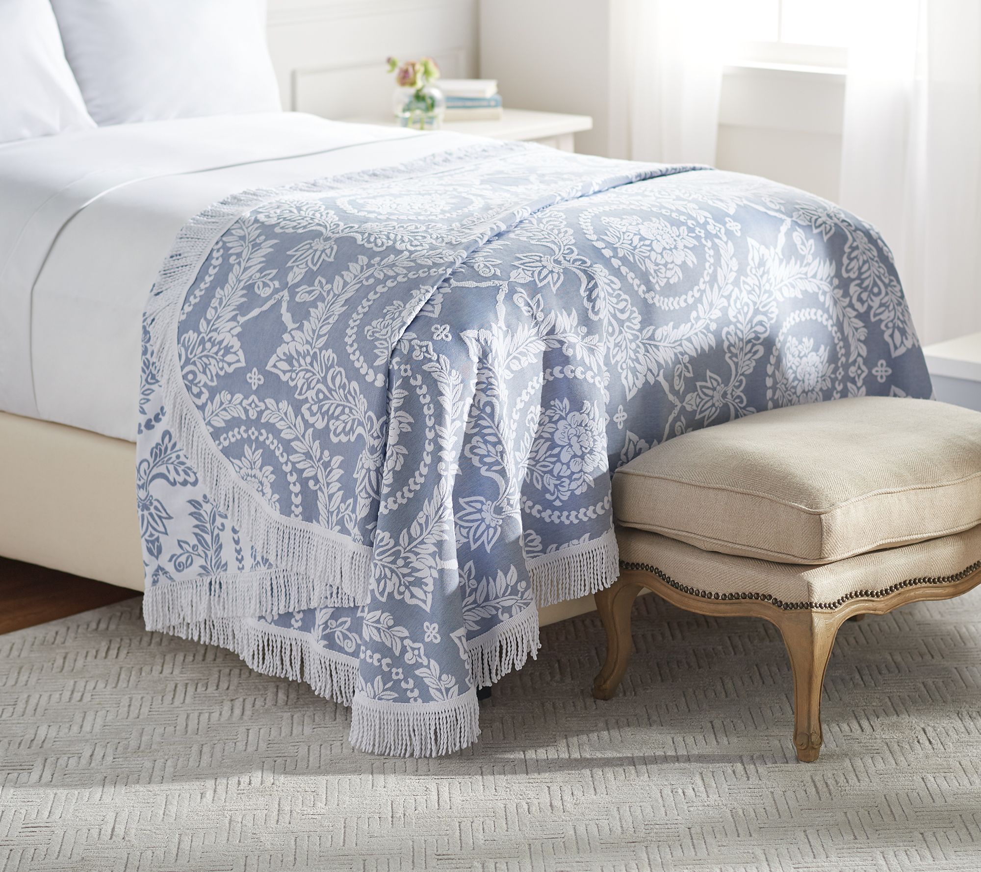 Northern Nights King Colonial Jacquard Bedspread with Fringe - QVC.com