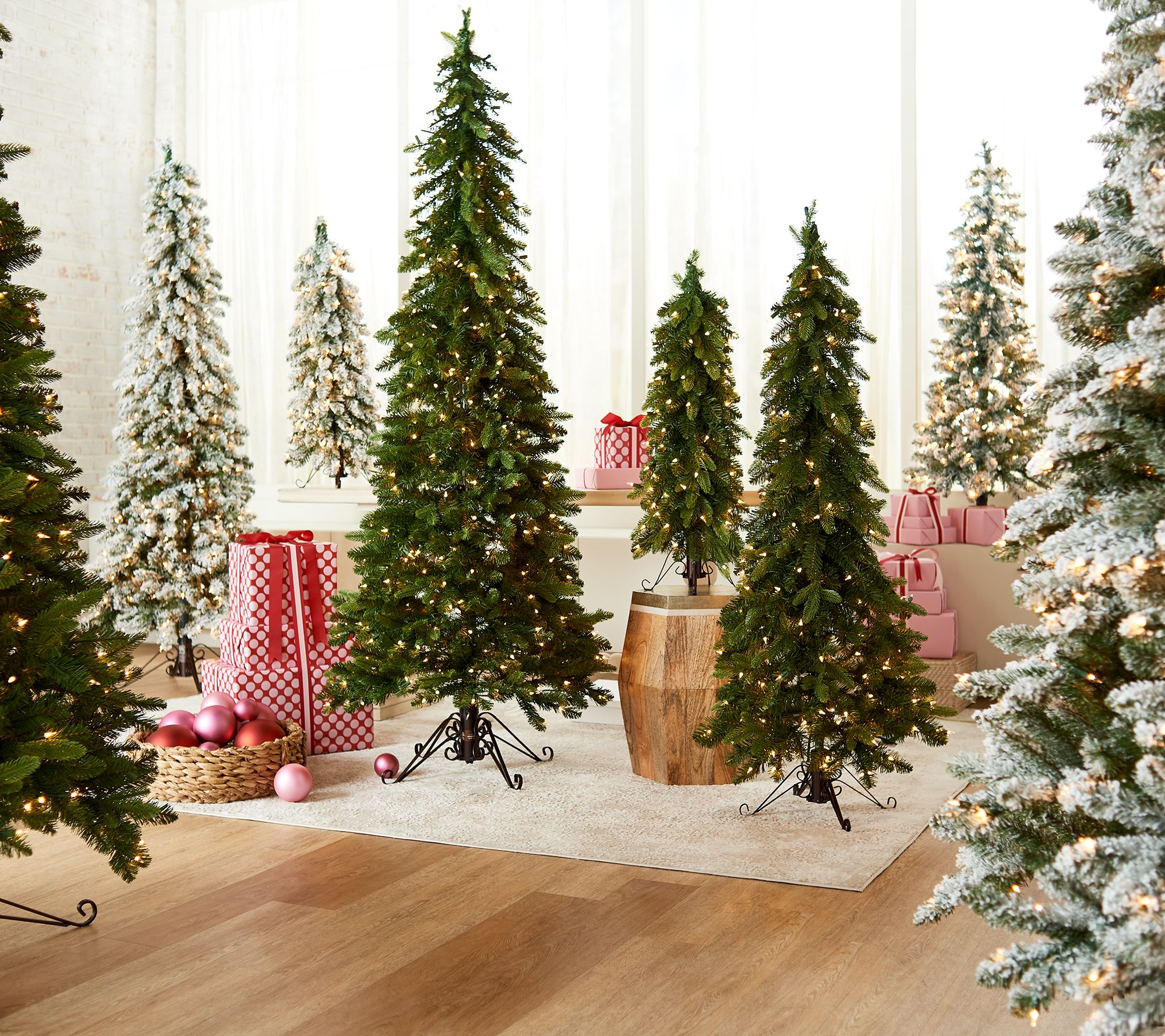 Bethlehem Lights 5' Slim Flocked Downswept Decorator Tree - Qvc.com