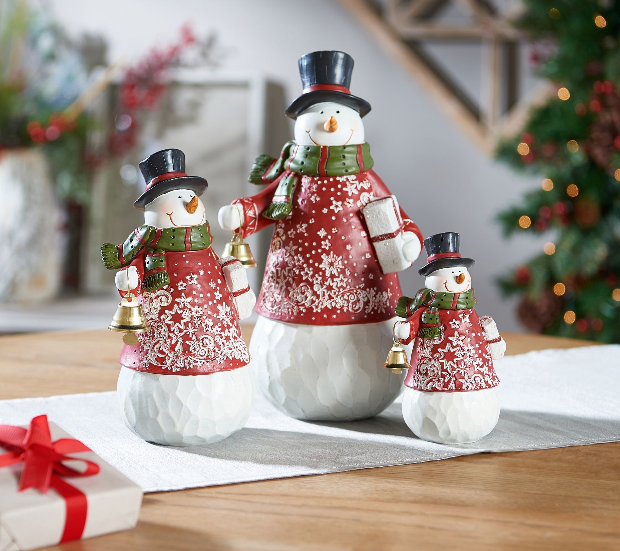 Lenox Snowy Trio Lighted Three-Piece Ornament Set Snowman New in box 