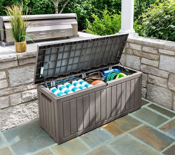 Honey-Can-Do Outdoor Storage Box with Wheels, Resin, 76 Gallon - H262904