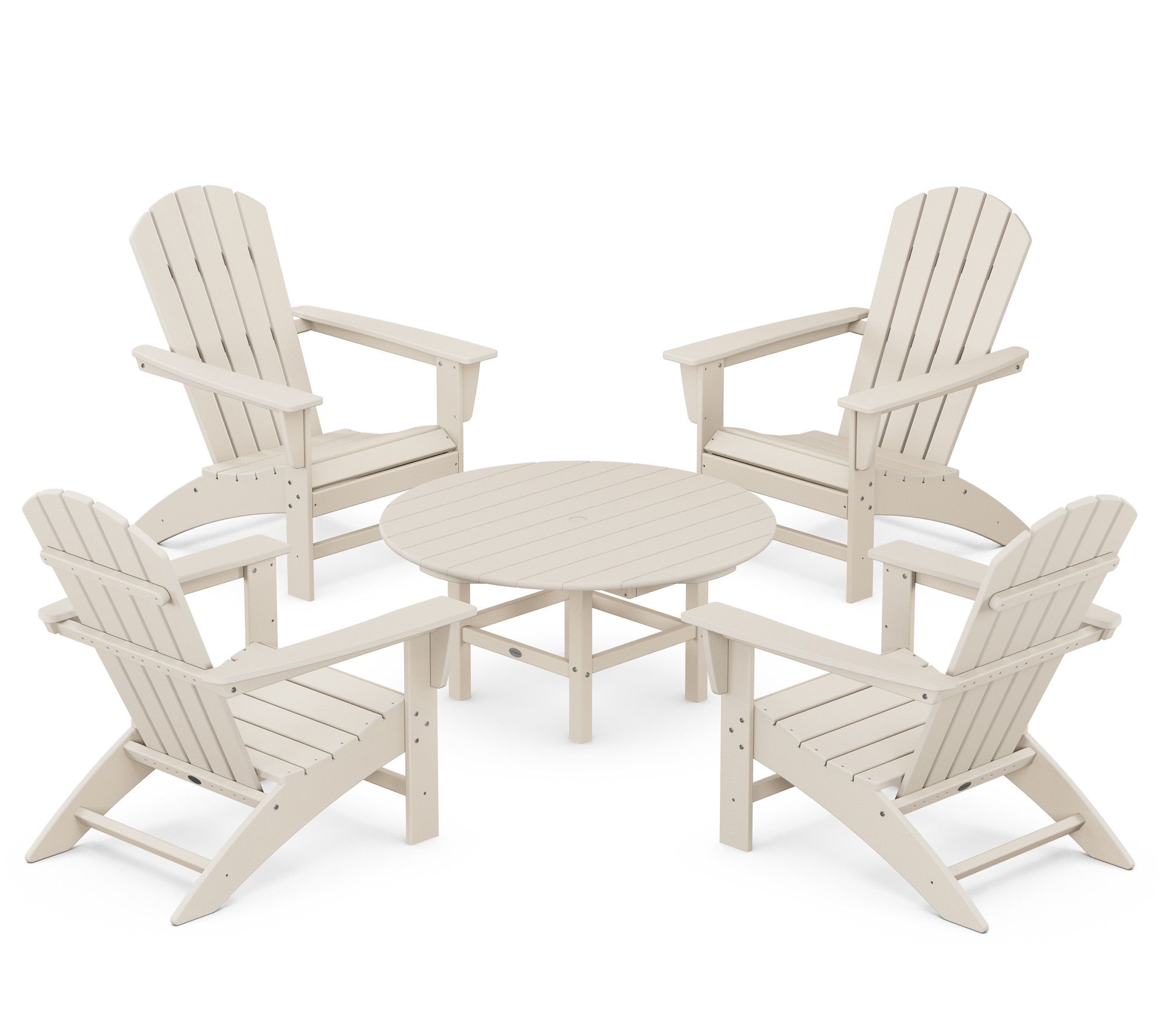 Polywood Nautical 5-Piece Adirondack Chair Convrsation Set
