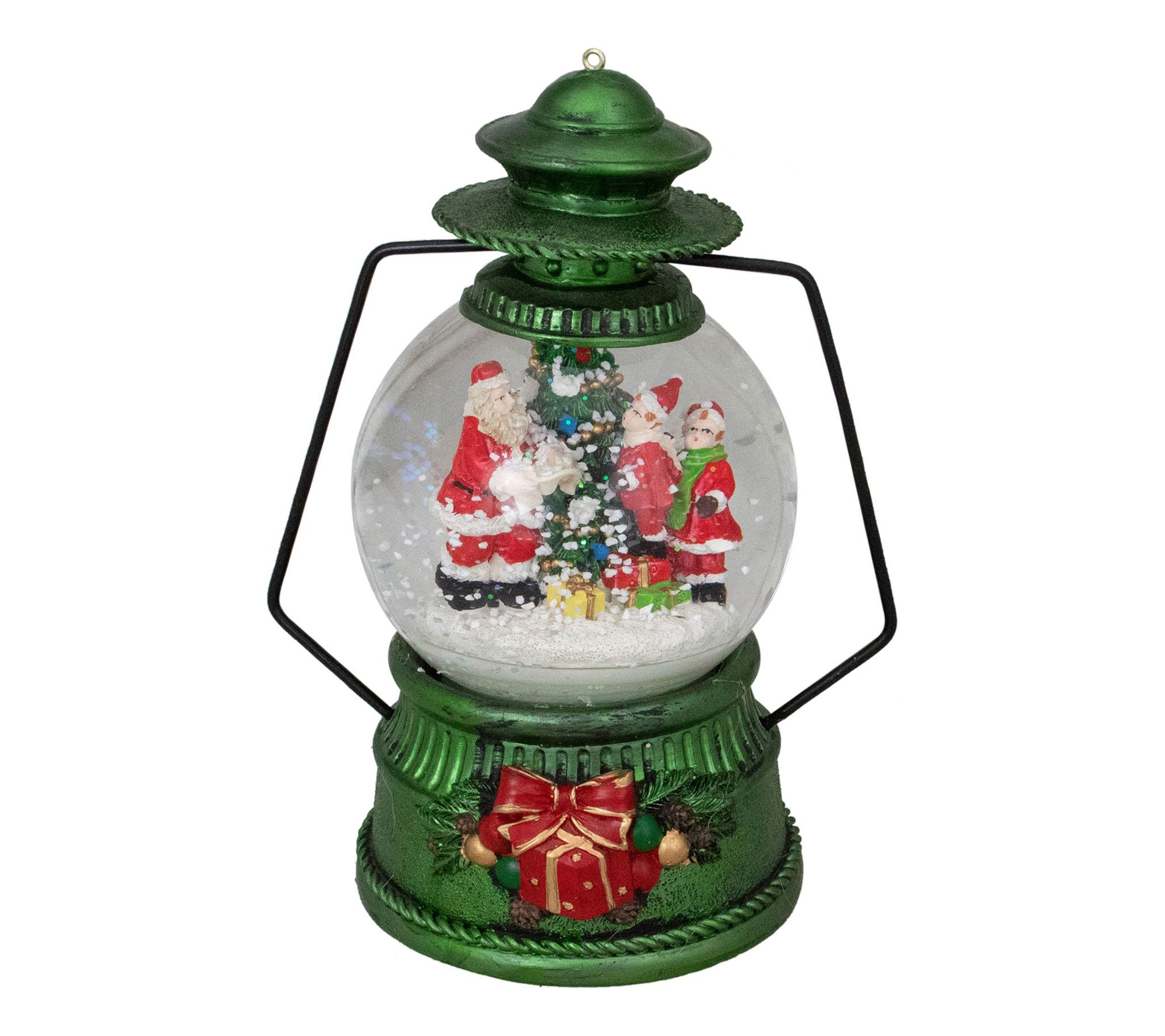 Northlight 8" Santa Claus and Kids By Tree Lantern Snow Globe