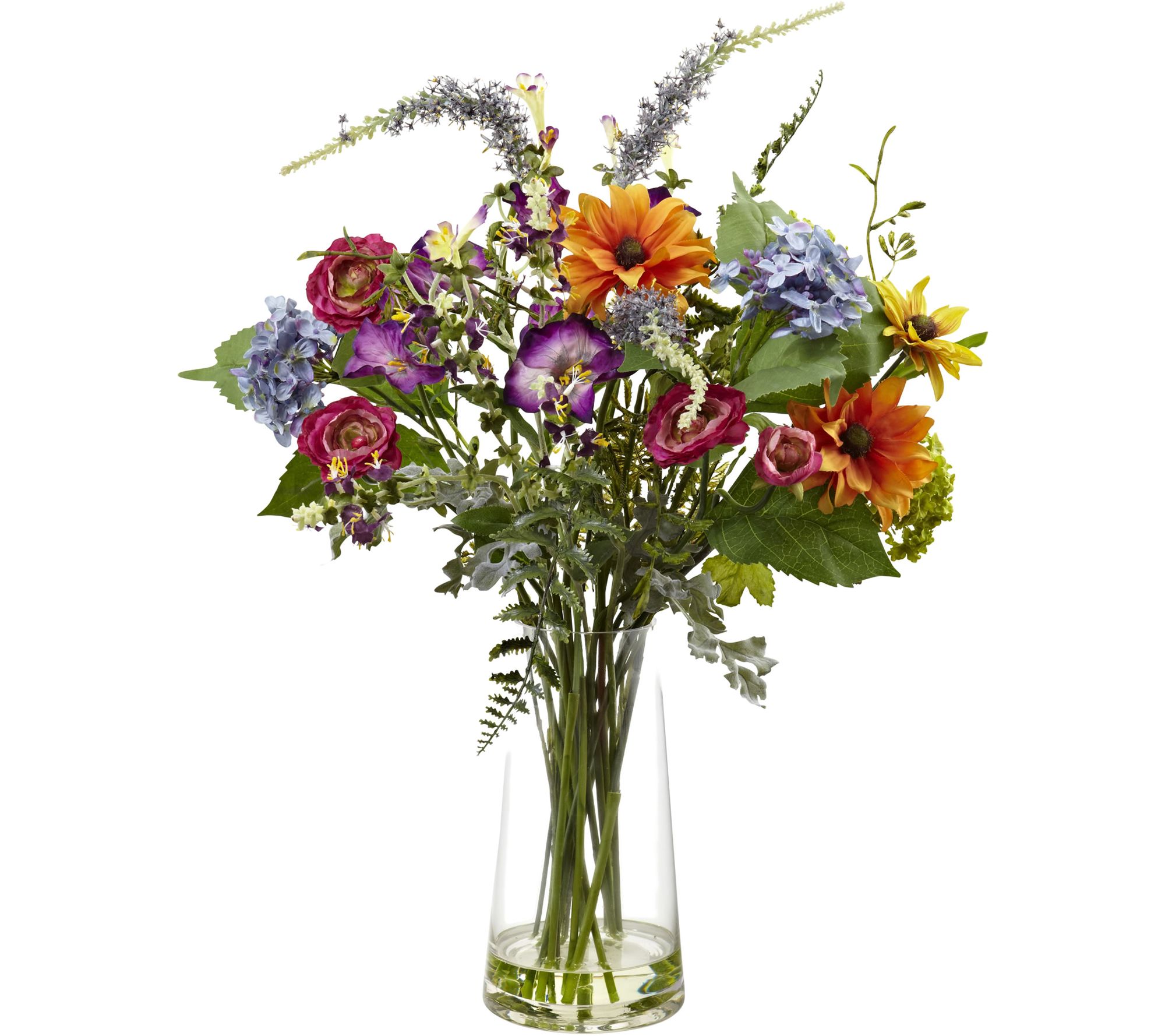 Spring Garden Floral w/ Vase by Nearly Natural - QVC.com