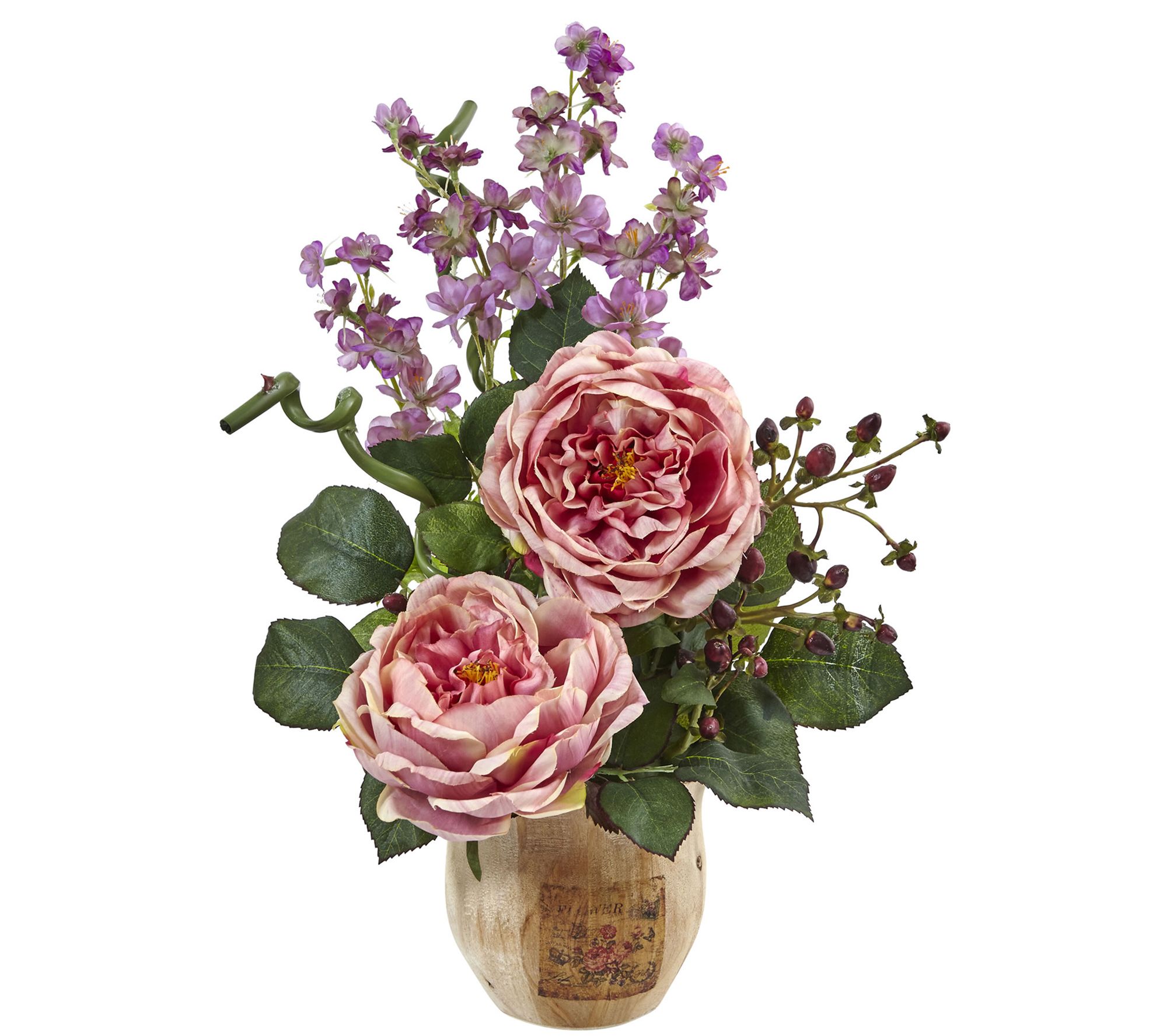 Large Rose and Dancing Daisy Arrangement by Nearly Natural - QVC.com