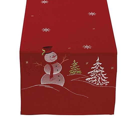 Design Imports Snowman Embroidered Table Runner14" x 70"