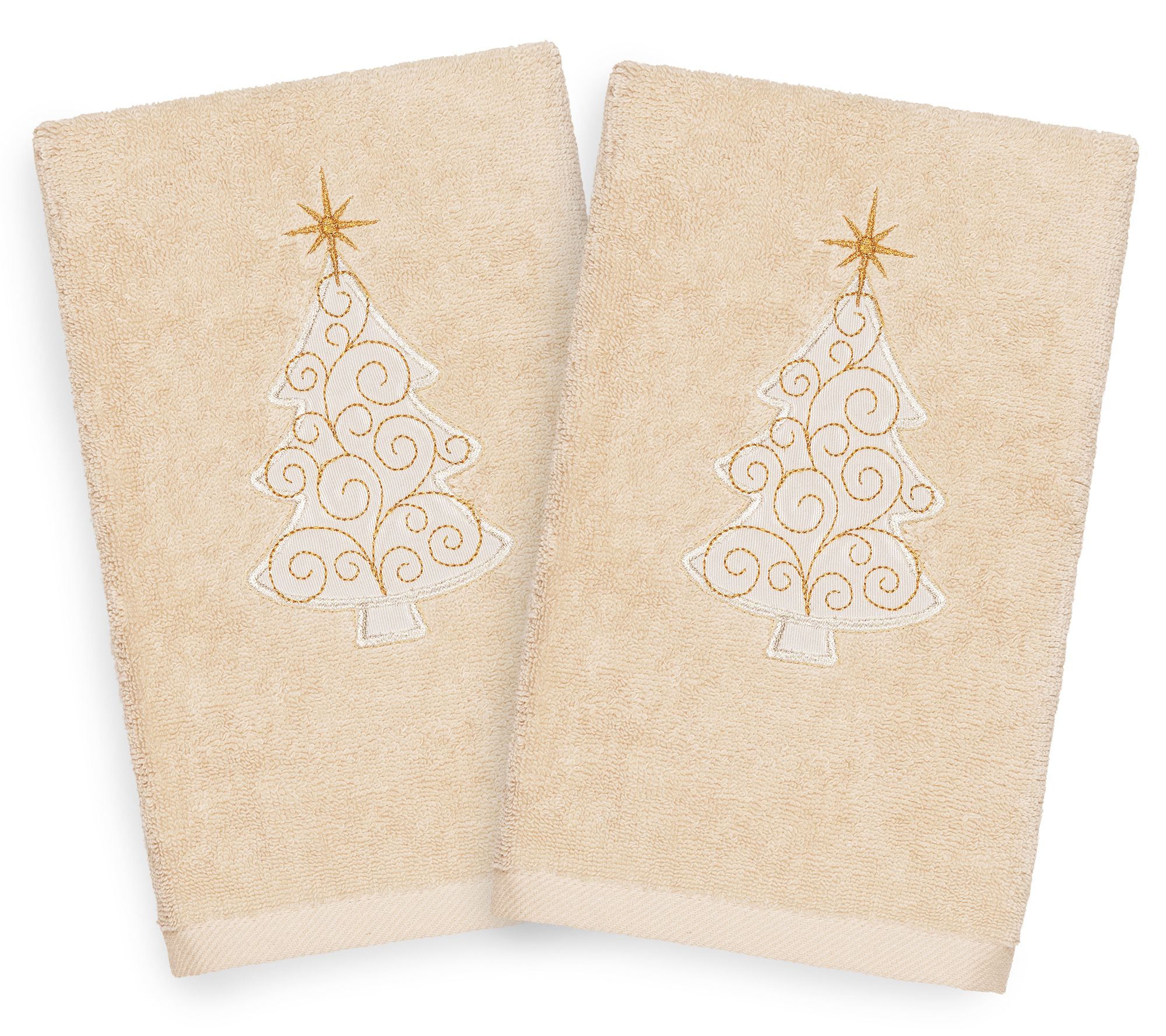 Linum Home Textiles Christmas Scroll Tree 2-Piece Hand Towels