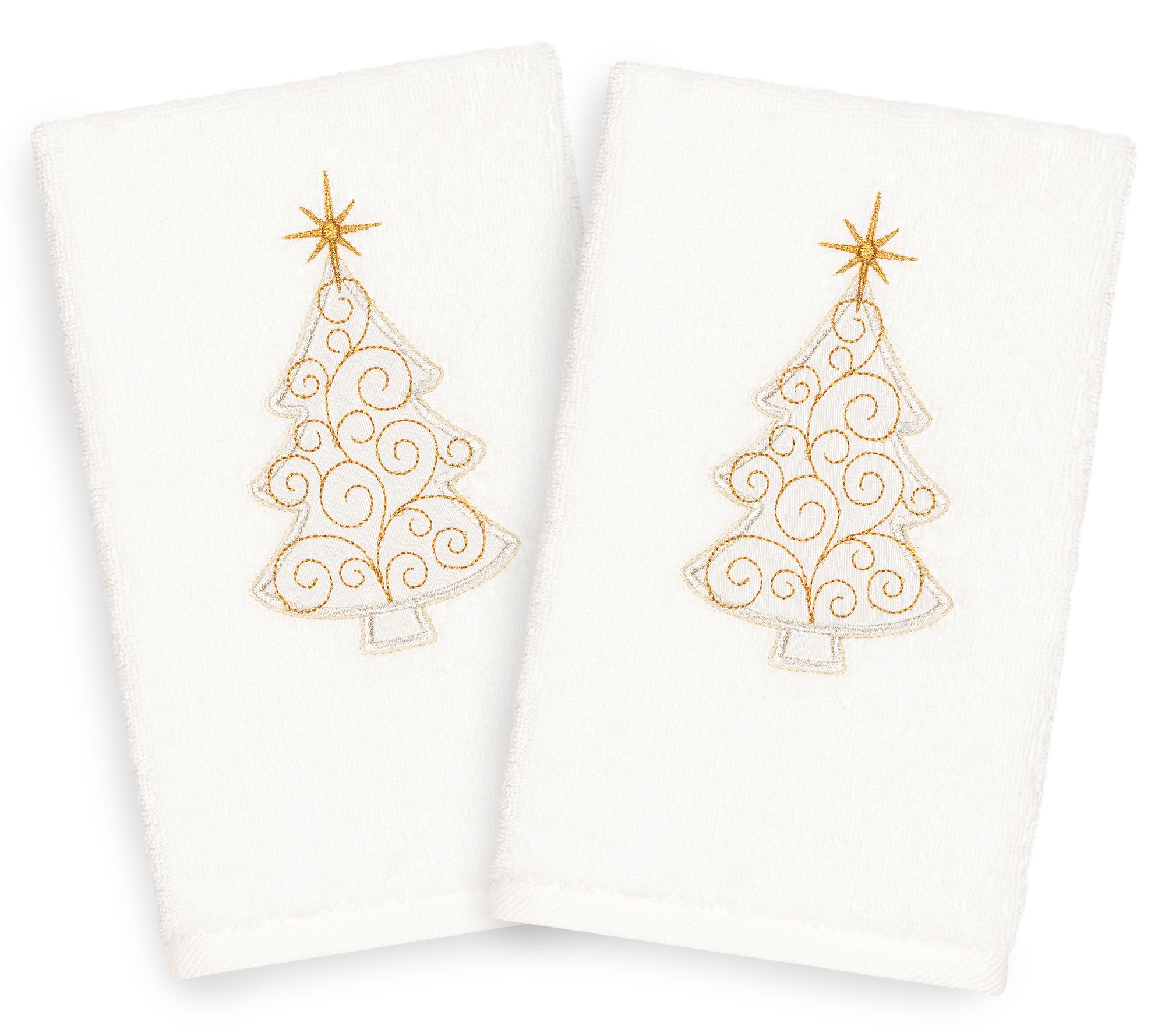 Linum Home Textiles Christmas Scroll Tree 2-Piece Hand Towels