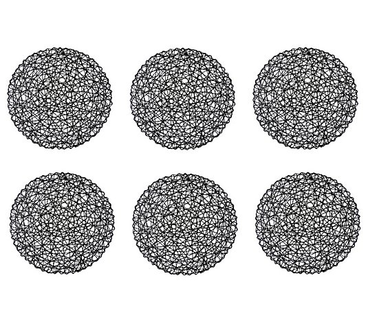 Design Imports Woven Paper Round Placemat Set of 6 Black