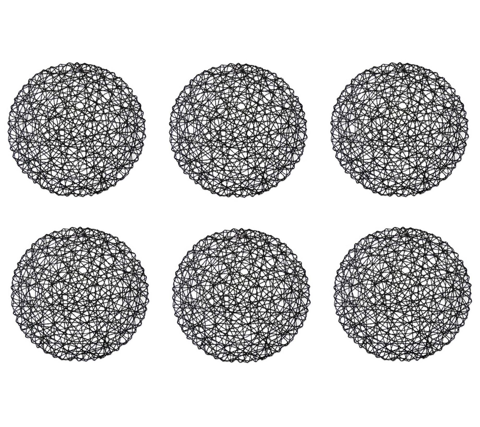 Design Imports Woven Paper Round Placemat Set of 6 Black