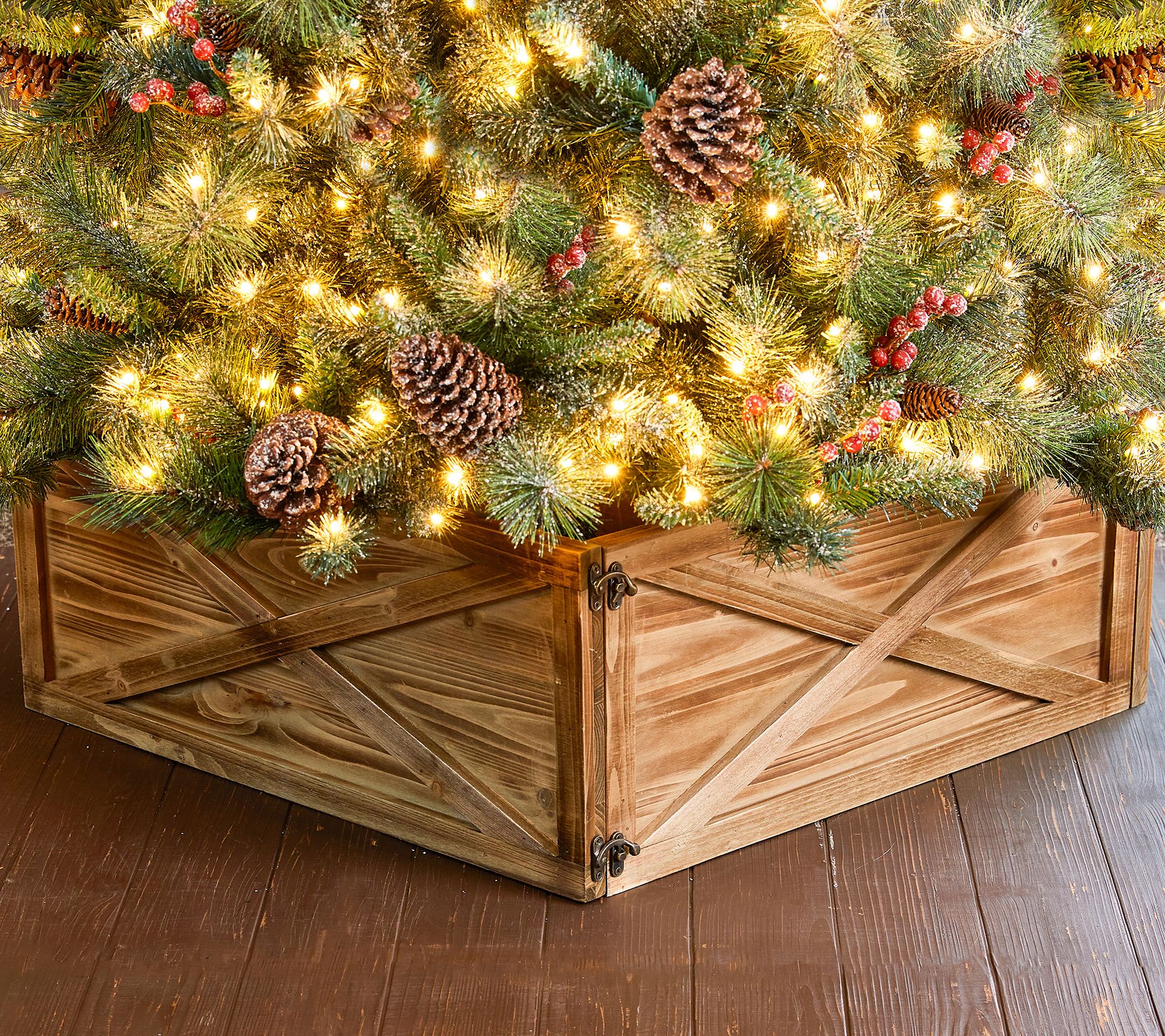 Glitzhome Farmhouse Wooden Christmas Tree Collar - 26" Large